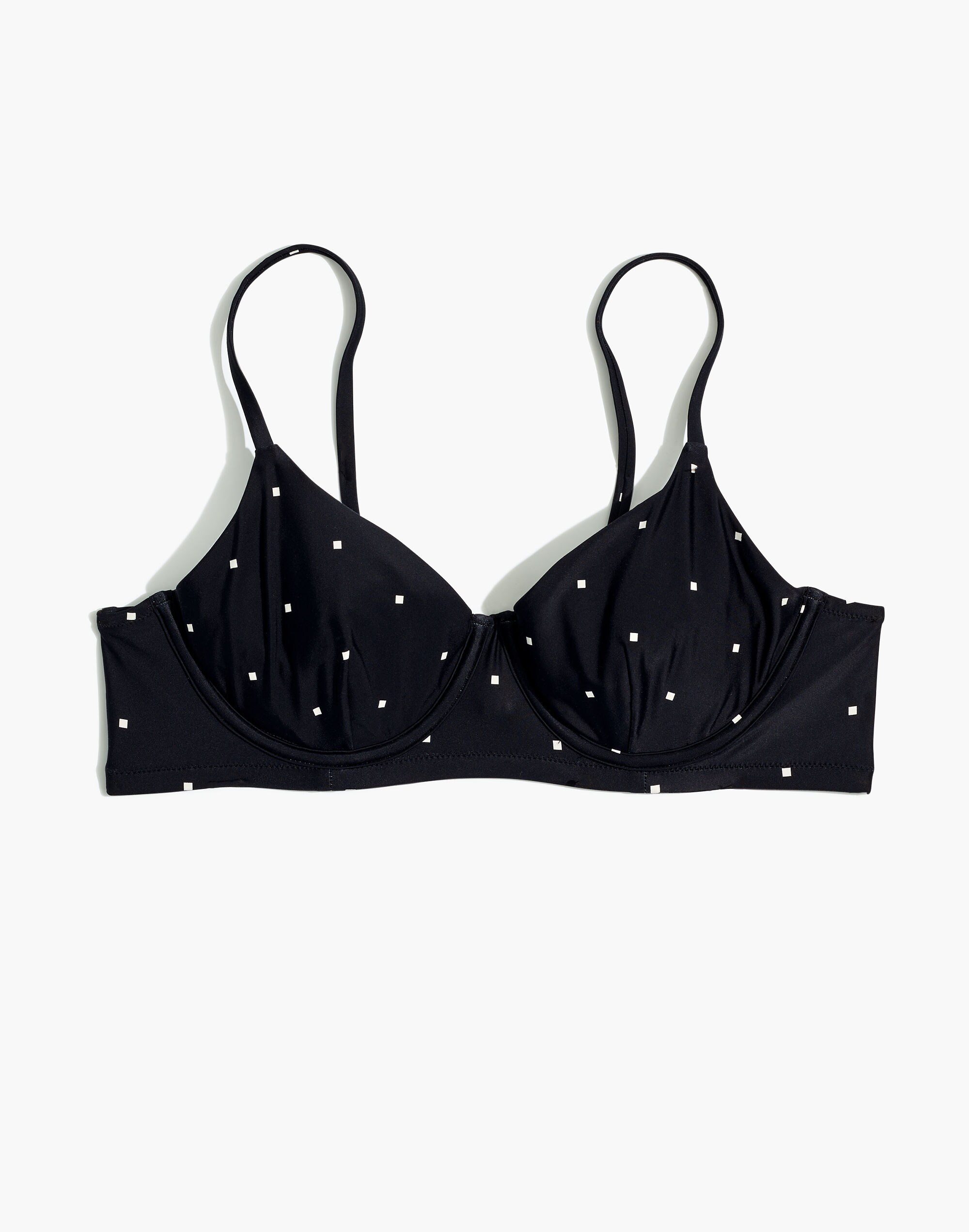 Madewell Second Wave Peekaboo-Back Longline Bikini Top in Square Spots