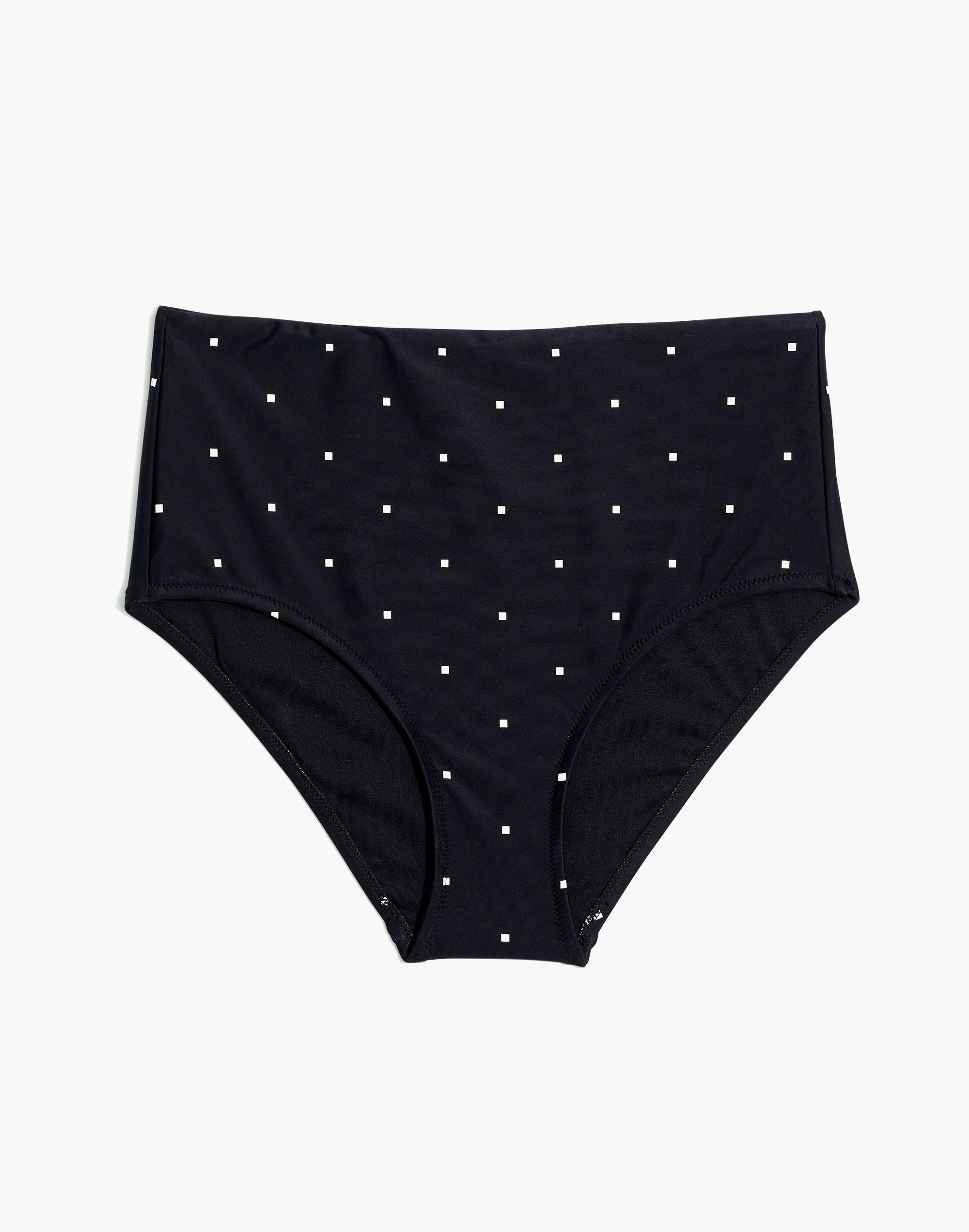 Madewell Second Wave Retro High-Waisted Bikini Bottom in Square Spots