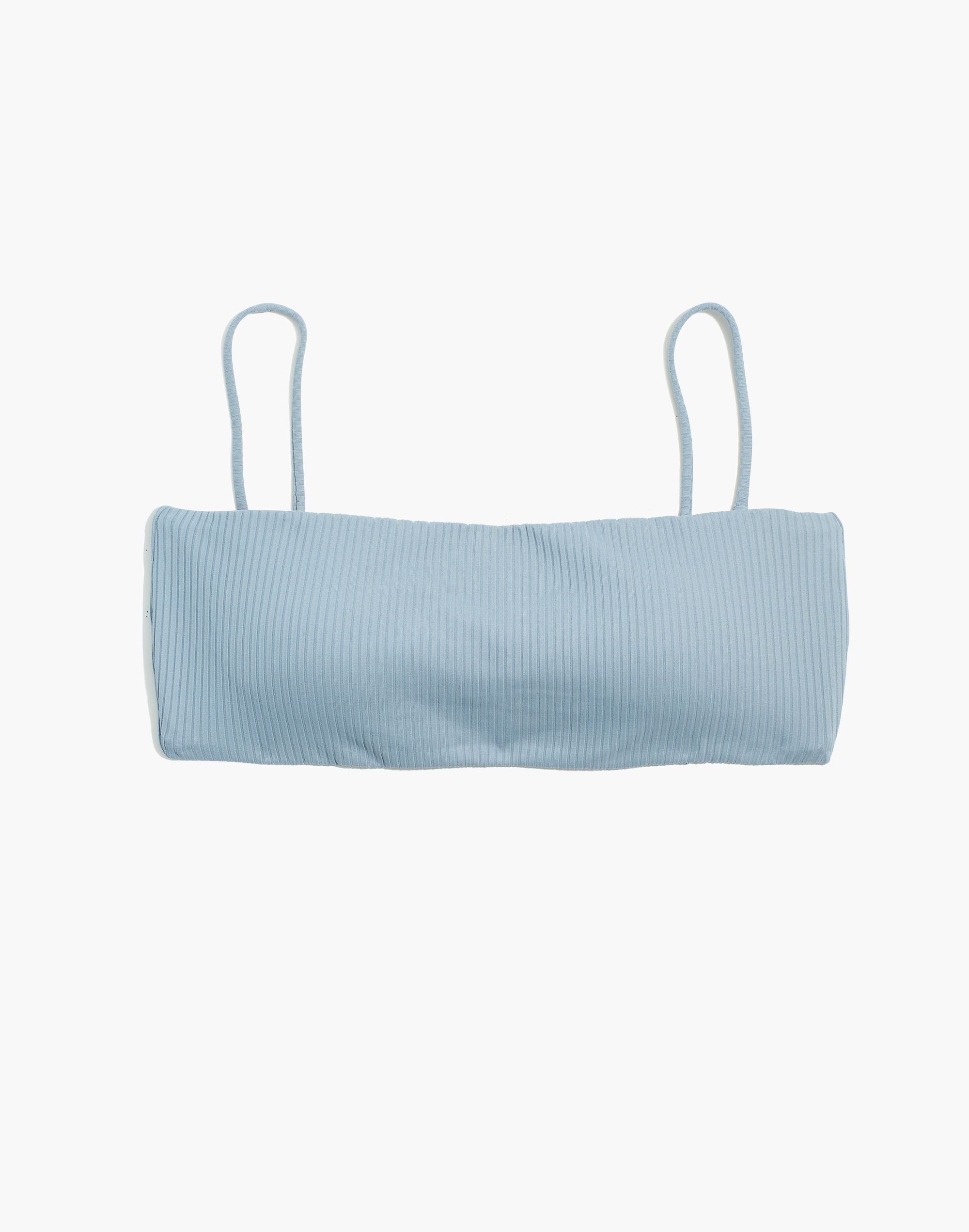 Madewell Second Wave Ribbed Spaghetti-Strap Bandeau Bikini Top