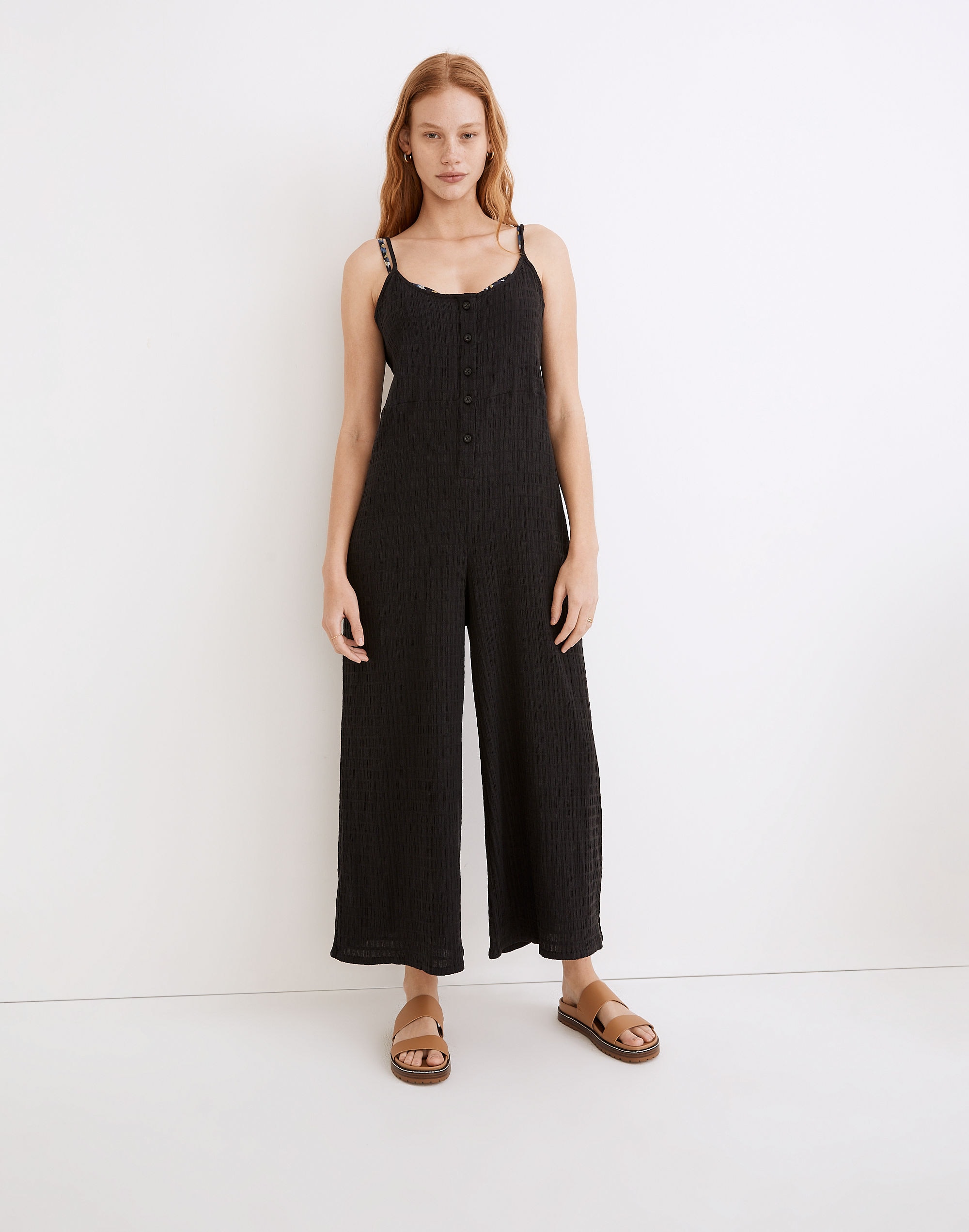 textured cover-up jumpsuit