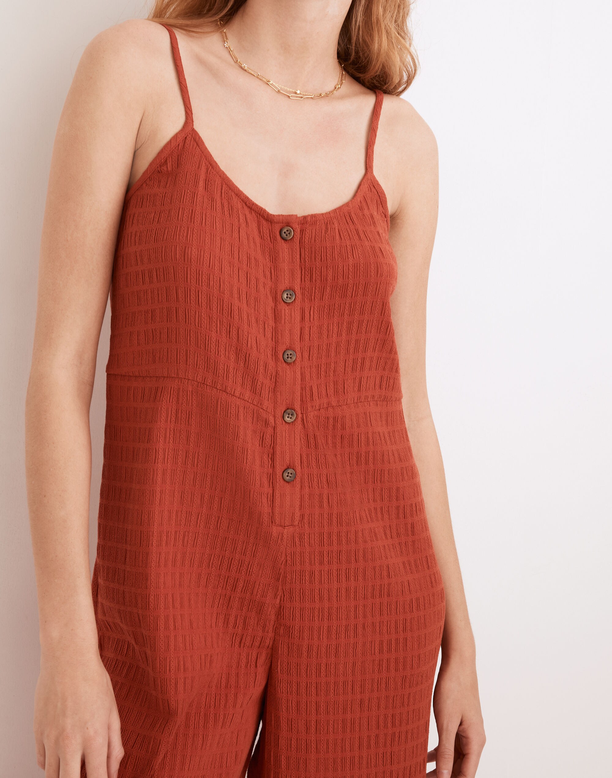 Textured Cover-Up Jumpsuit
