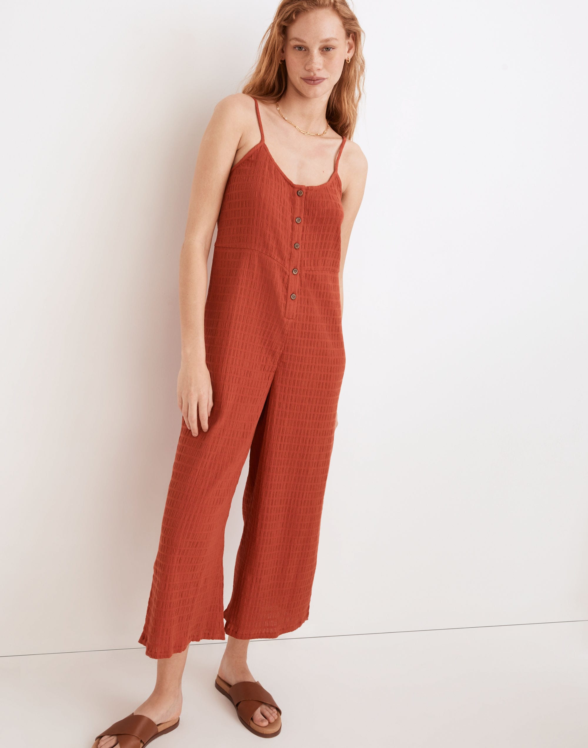 Textured Cover-Up Jumpsuit