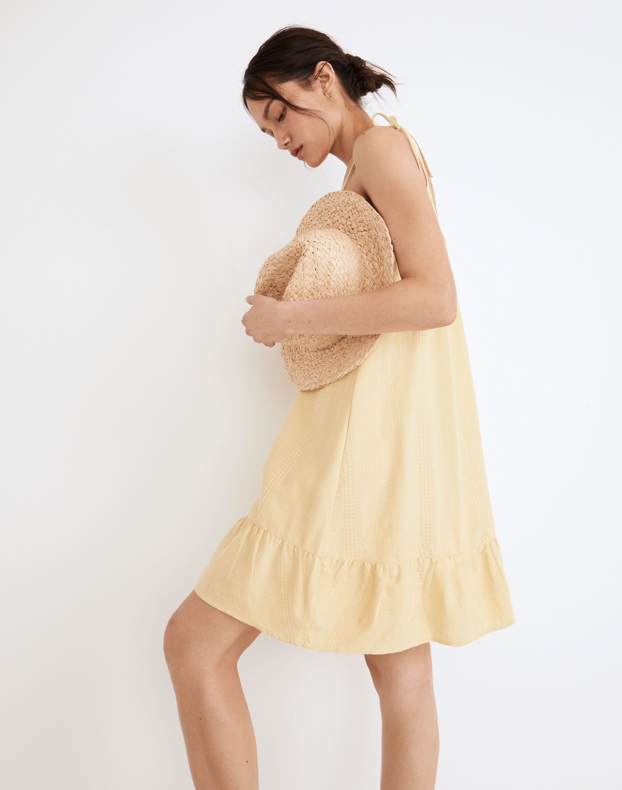 Lightestspun Tie-Strap Ruffle-Hem Cover-Up Dress