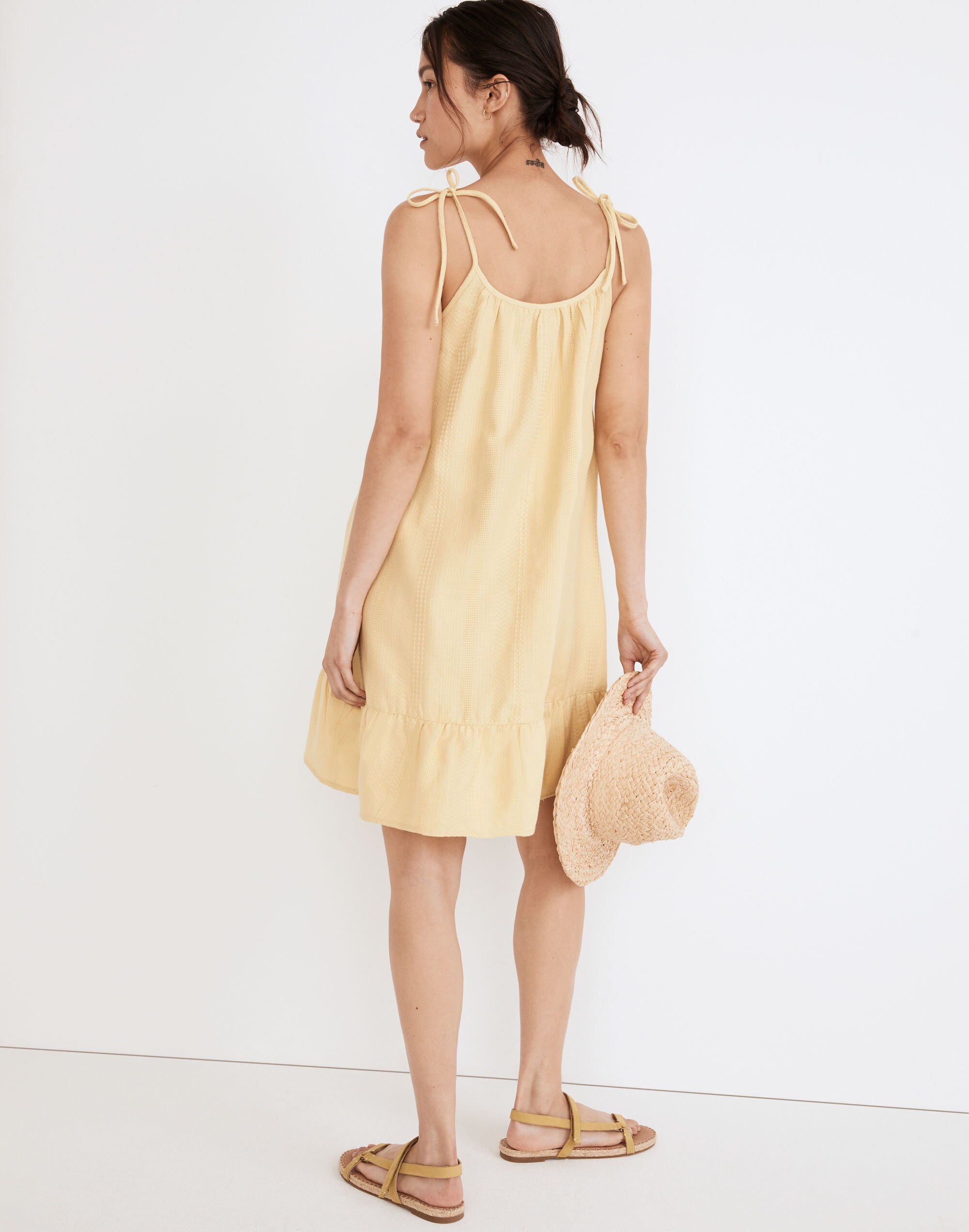 Lightestspun Tie-Strap Ruffle-Hem Cover-Up Dress
