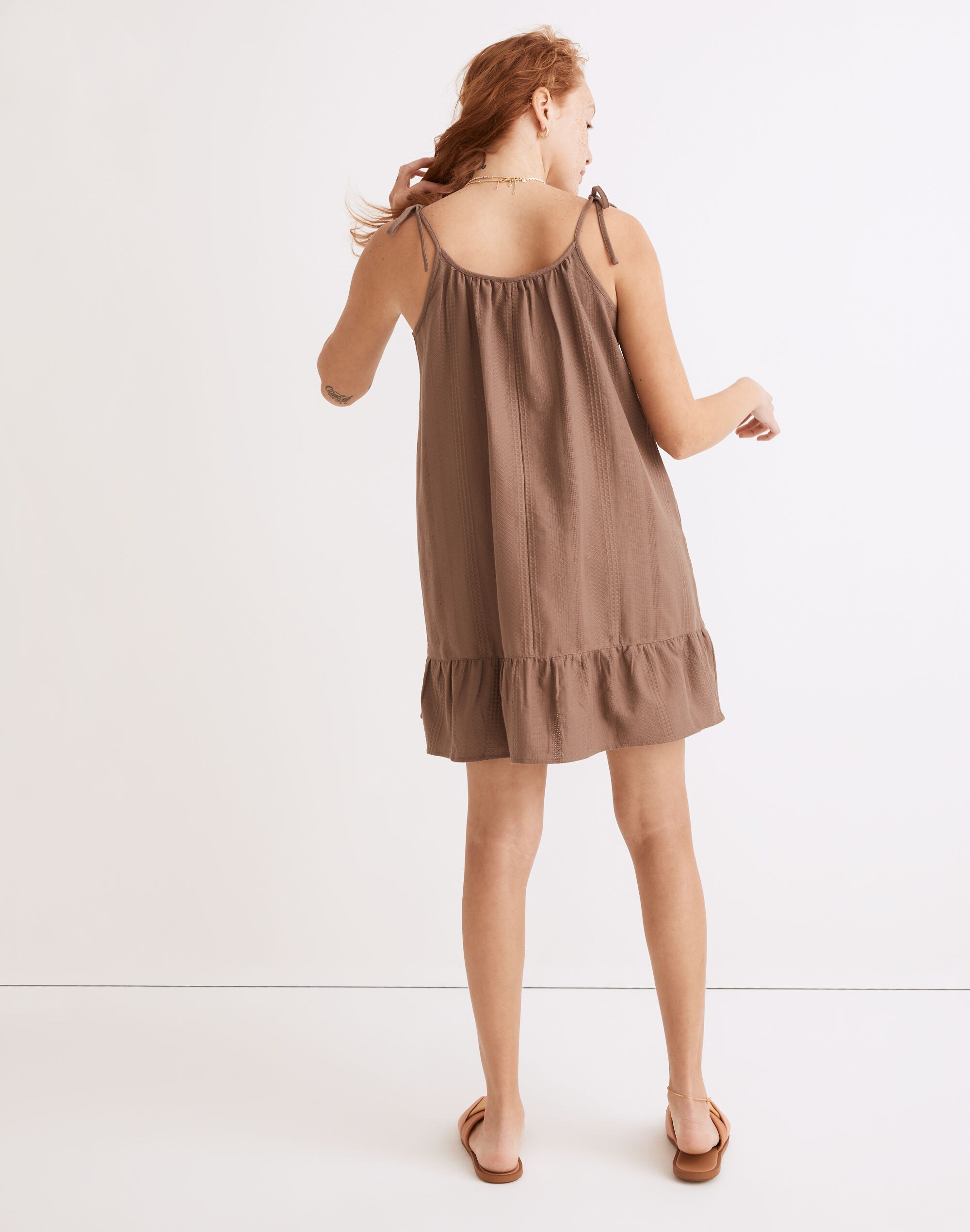 Lightestspun Tie-Strap Ruffle-Hem Cover-Up Dress