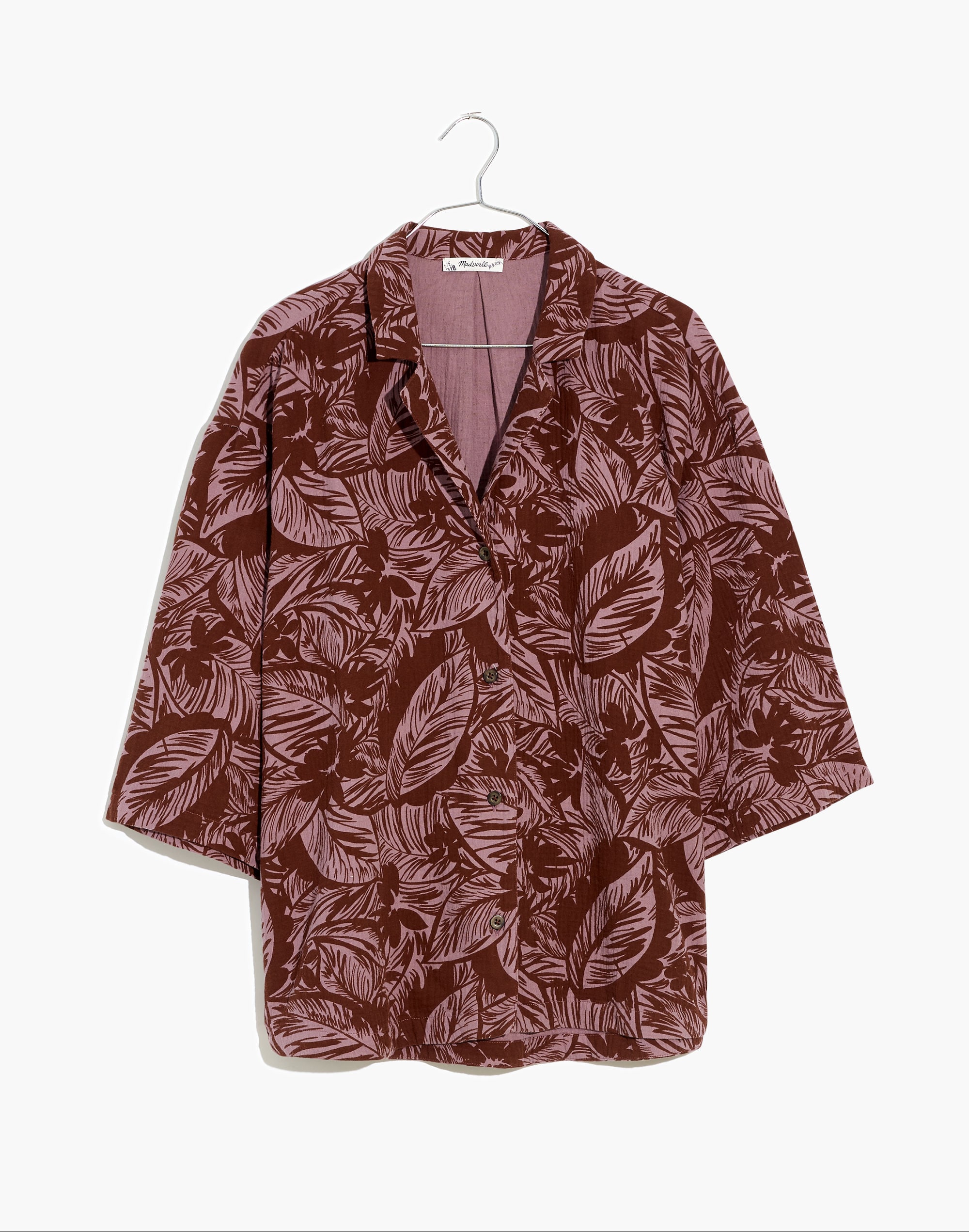 Lightestspun Cover-Up Camp Shirt in Palm Leaves