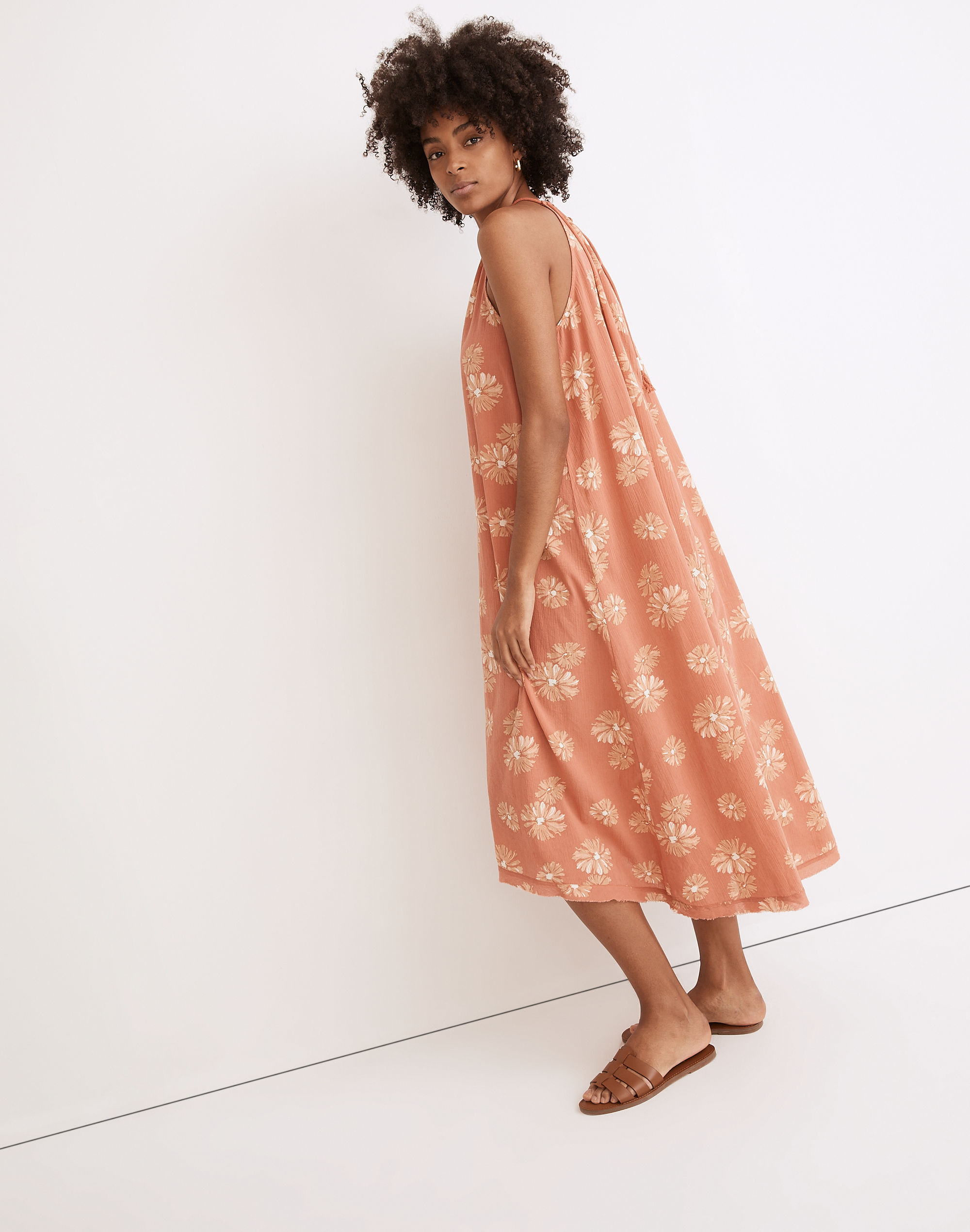 High-Neck Cover-Up Maxi Dress in Moody Blooms