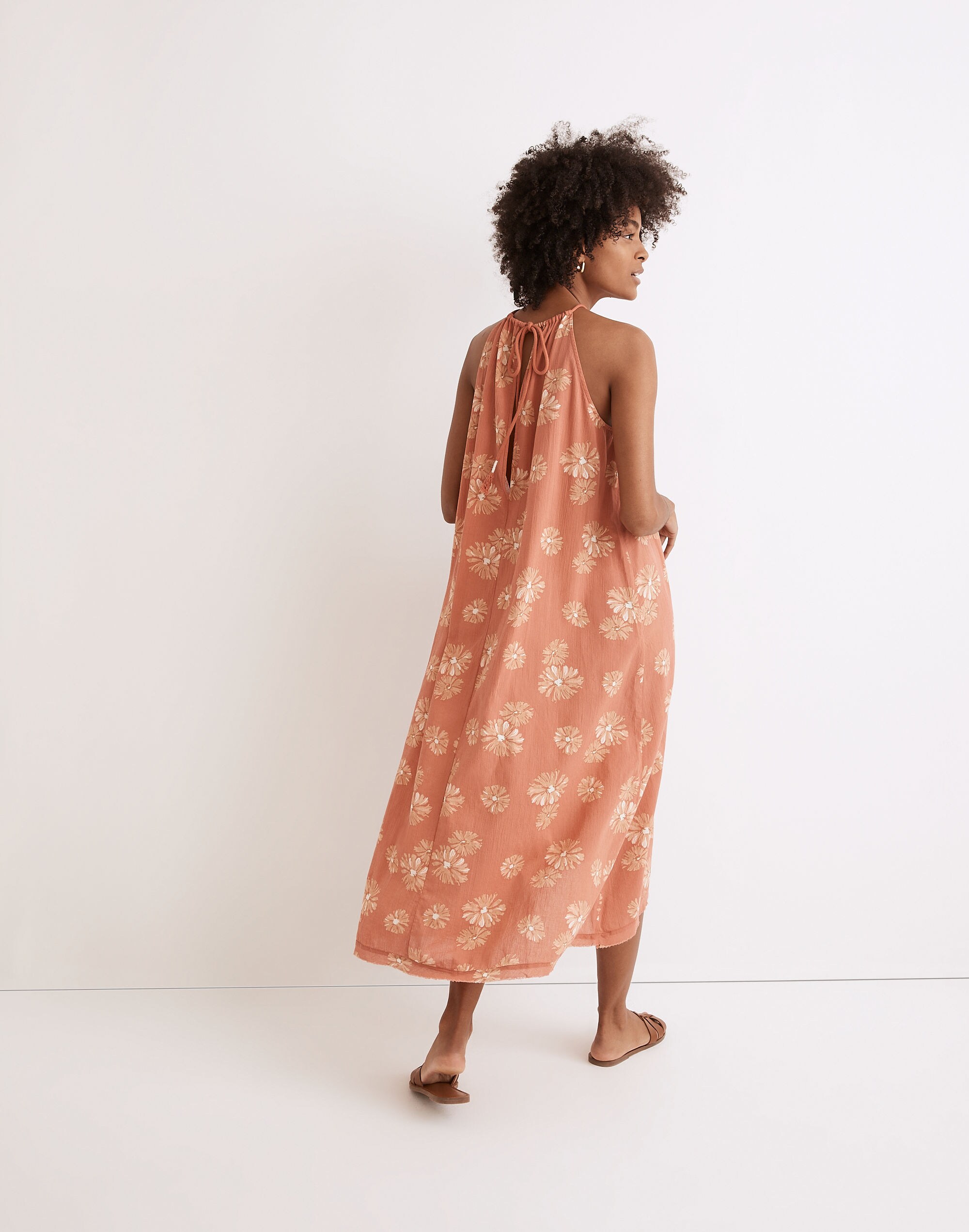 High-Neck Cover-Up Maxi Dress in Moody Blooms