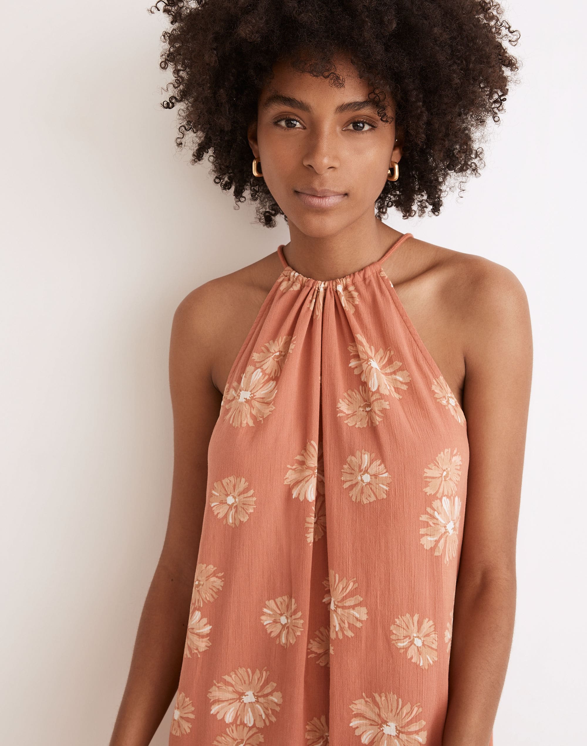 High-Neck Cover-Up Maxi Dress in Moody Blooms