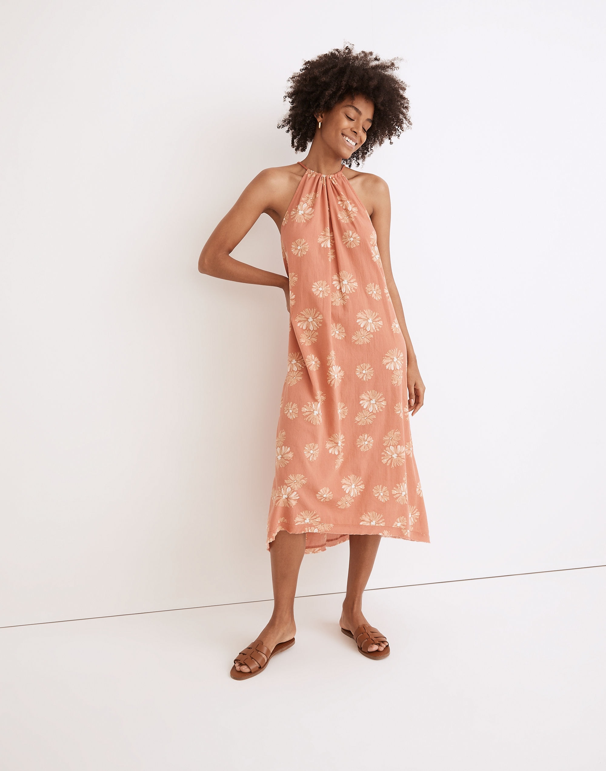 High-Neck Cover-Up Maxi Dress in Moody Blooms