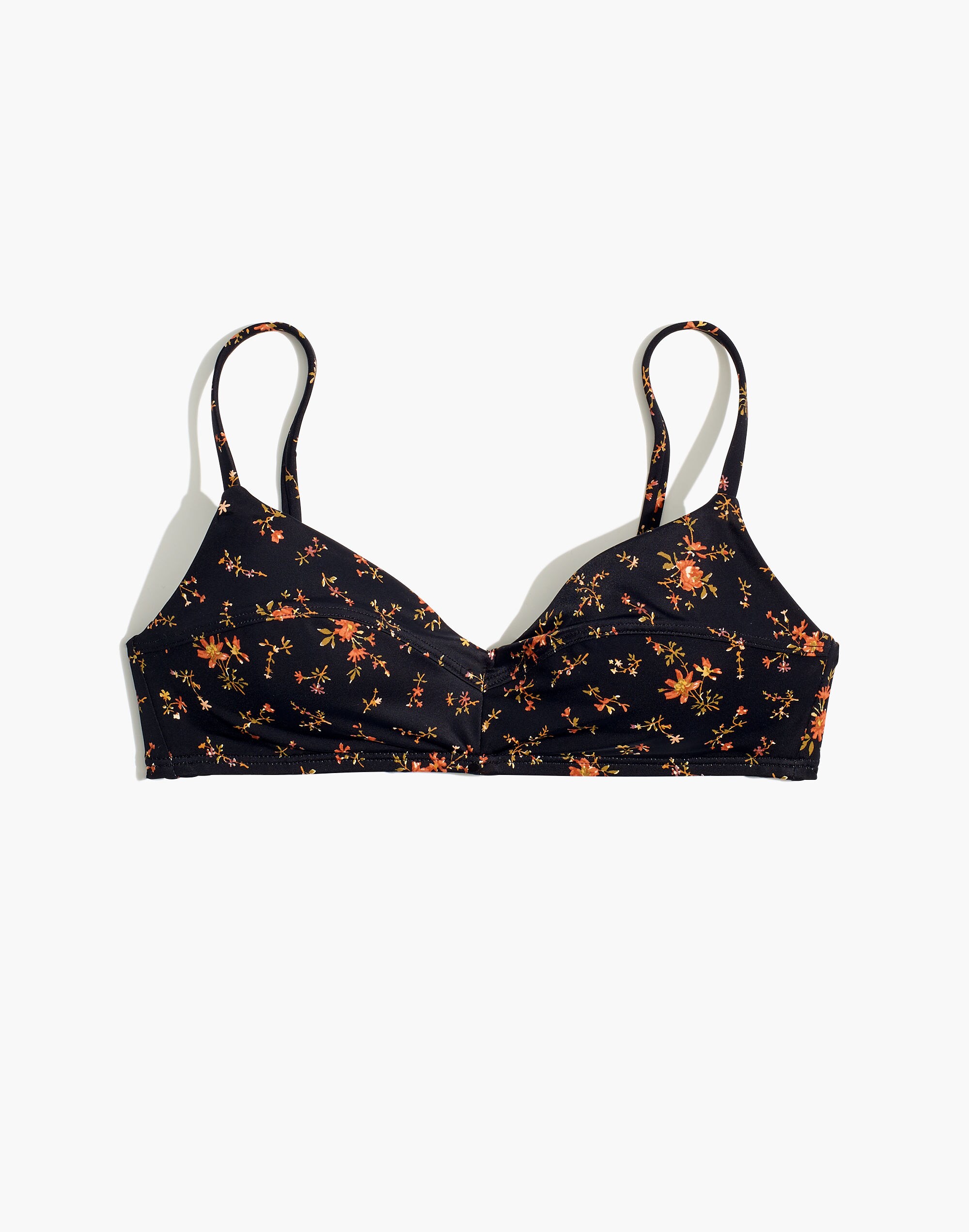 Madewell Second Wave Retro Seamed Bikini Top in Fresh Sprigs