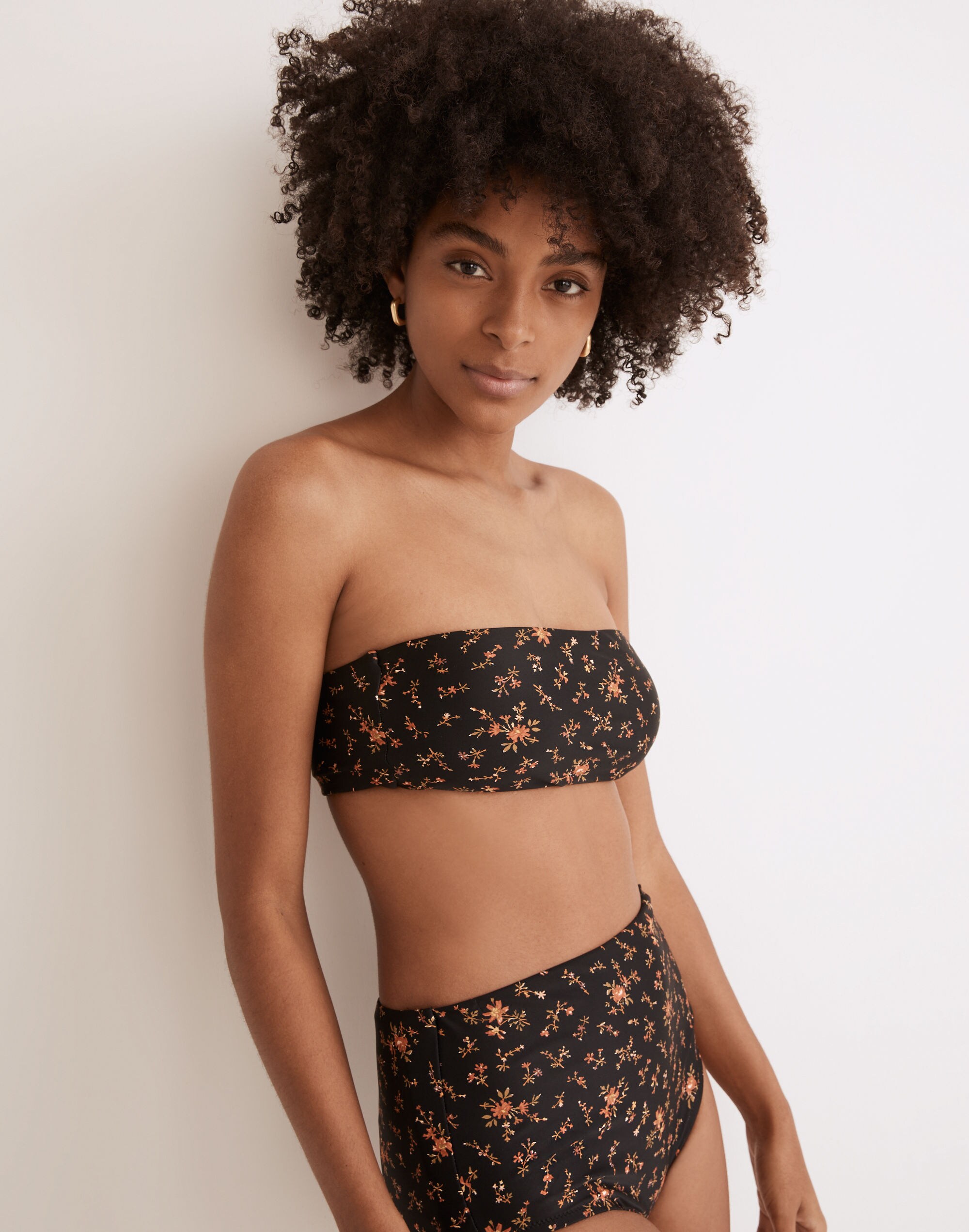 Madewell Second Wave Spaghetti-Strap Bandeau Bikini Top in Fresh Sprigs