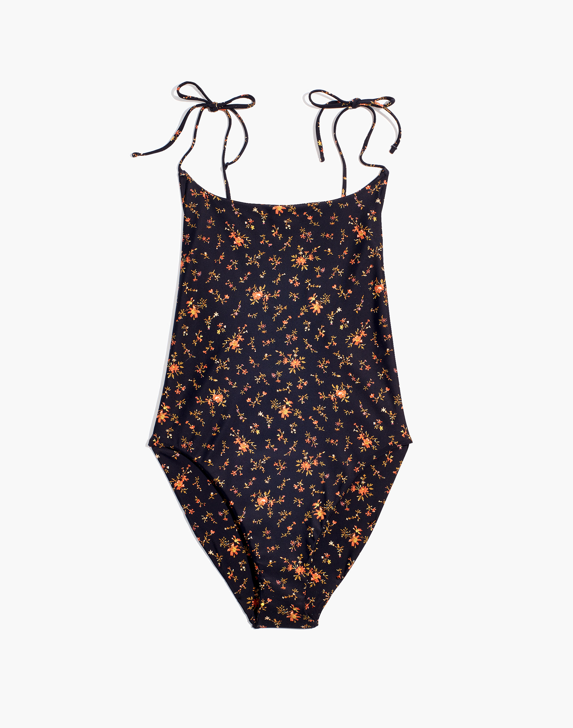 Madewell Second Wave Tie Spaghetti-Strap One-Piece Swimsuit in Fresh Sprigs