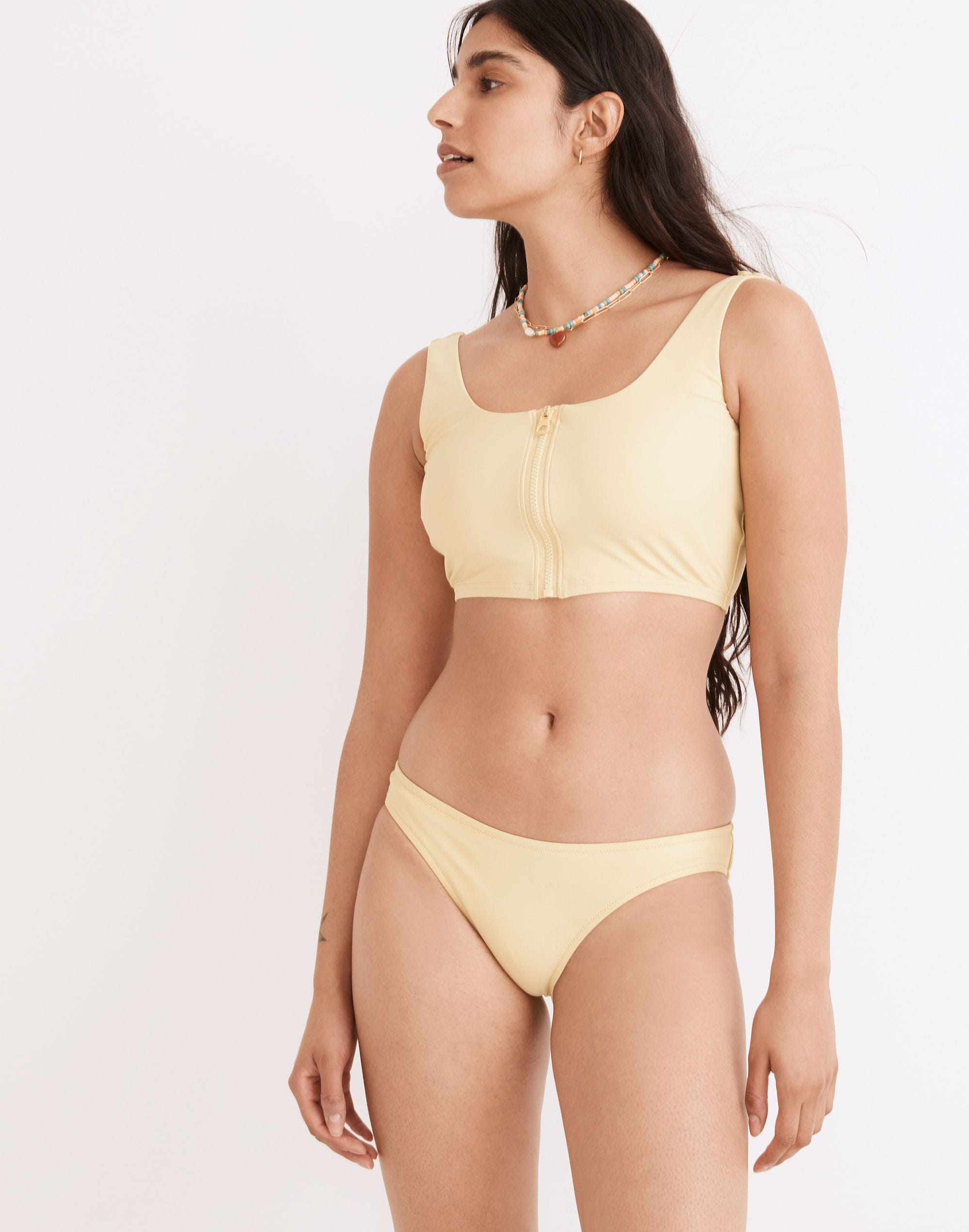 Madewell Second Wave Zip-Up Longline Bikini Top