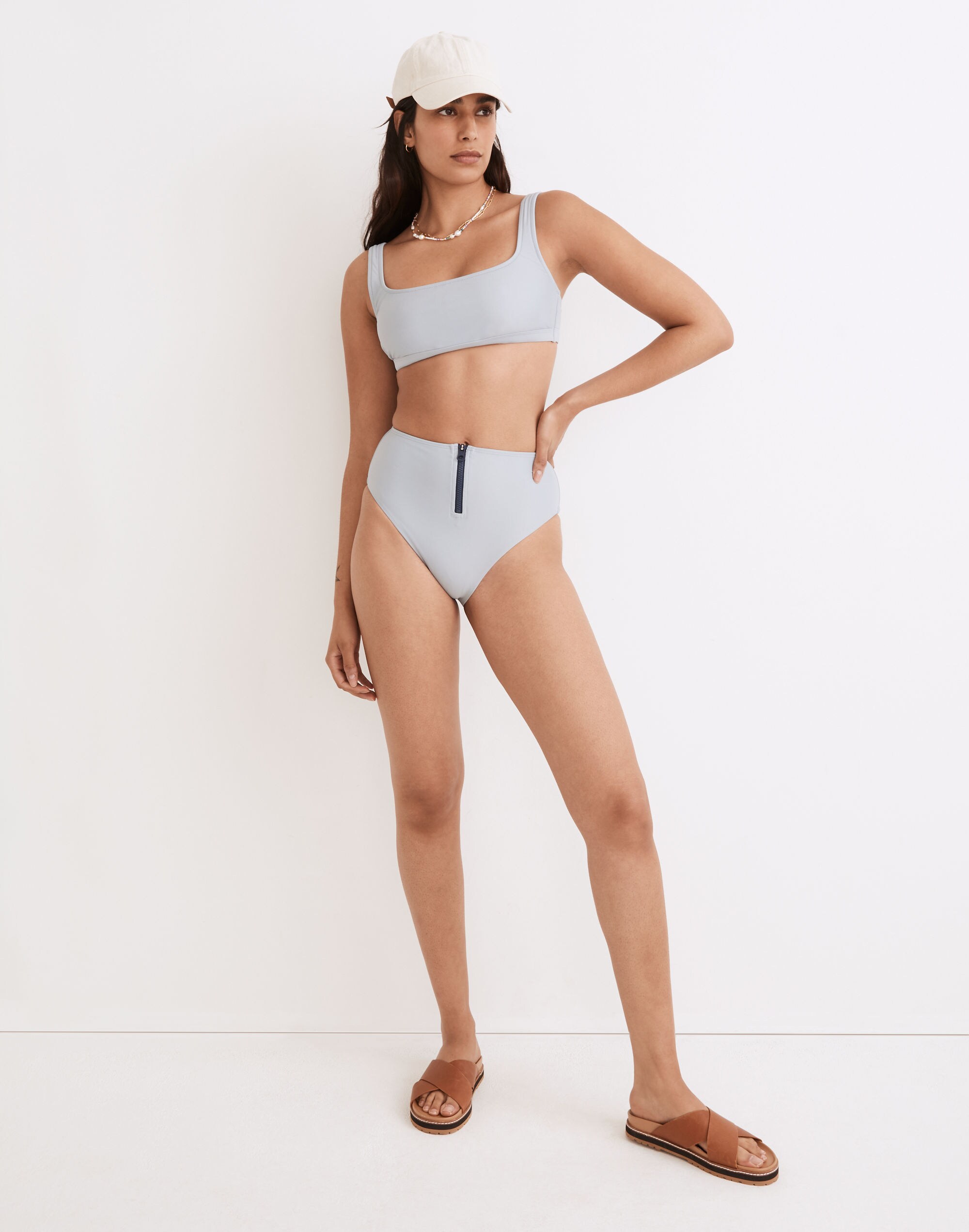 Madewell Second Wave Zip High-Cut Bikini Bottom
