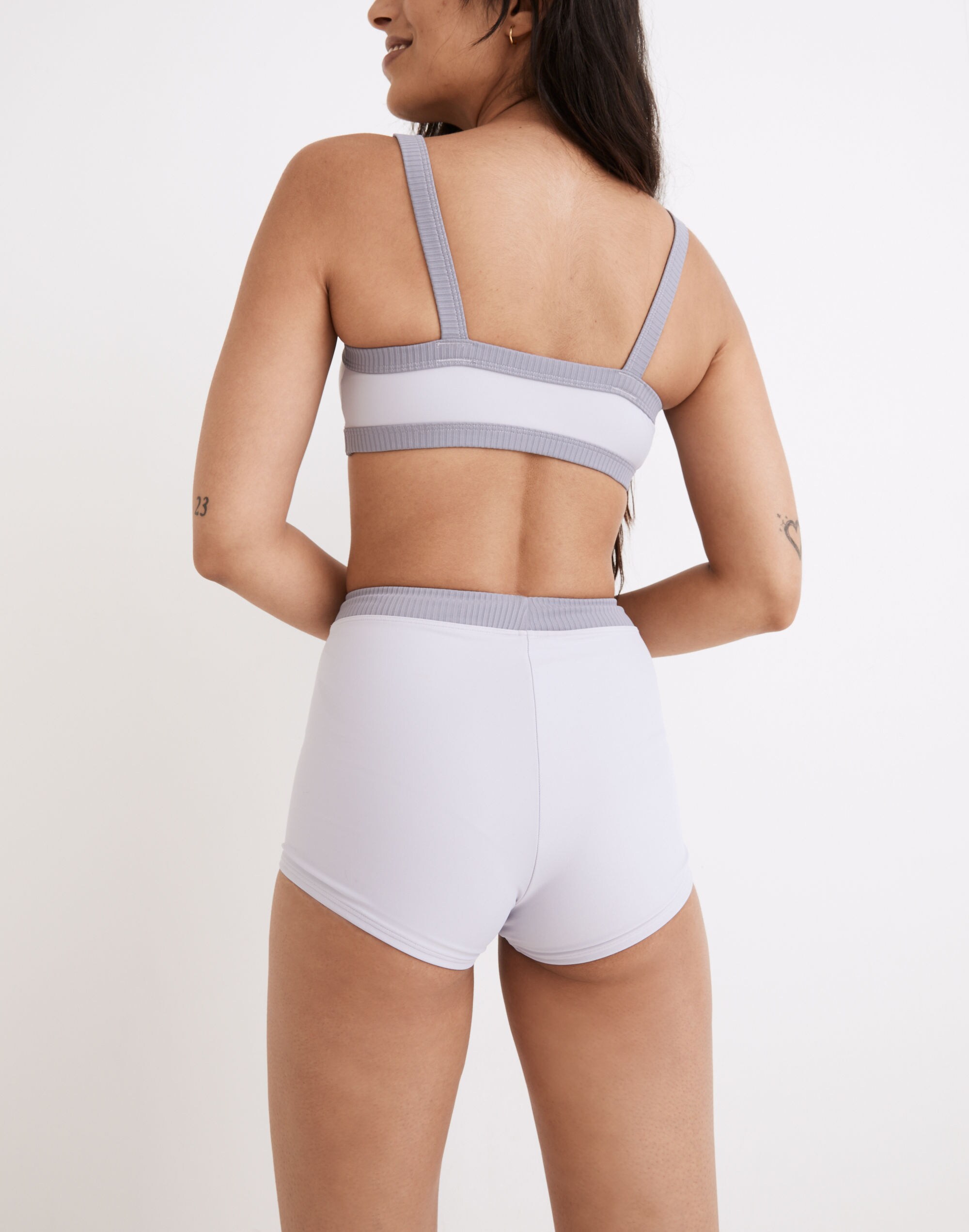 Madewell Second Wave Ribbed-Trim Bikini Shorts Bottom