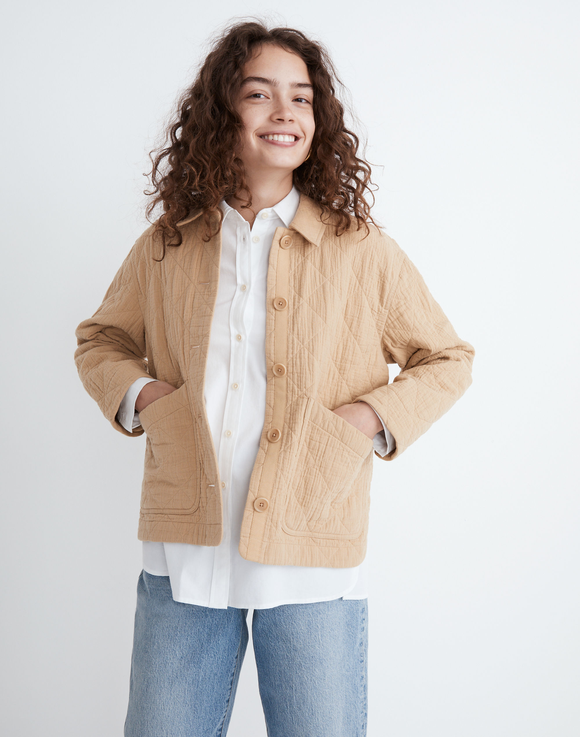 Quilted Lightspun Cropped Shirt-Jacket
