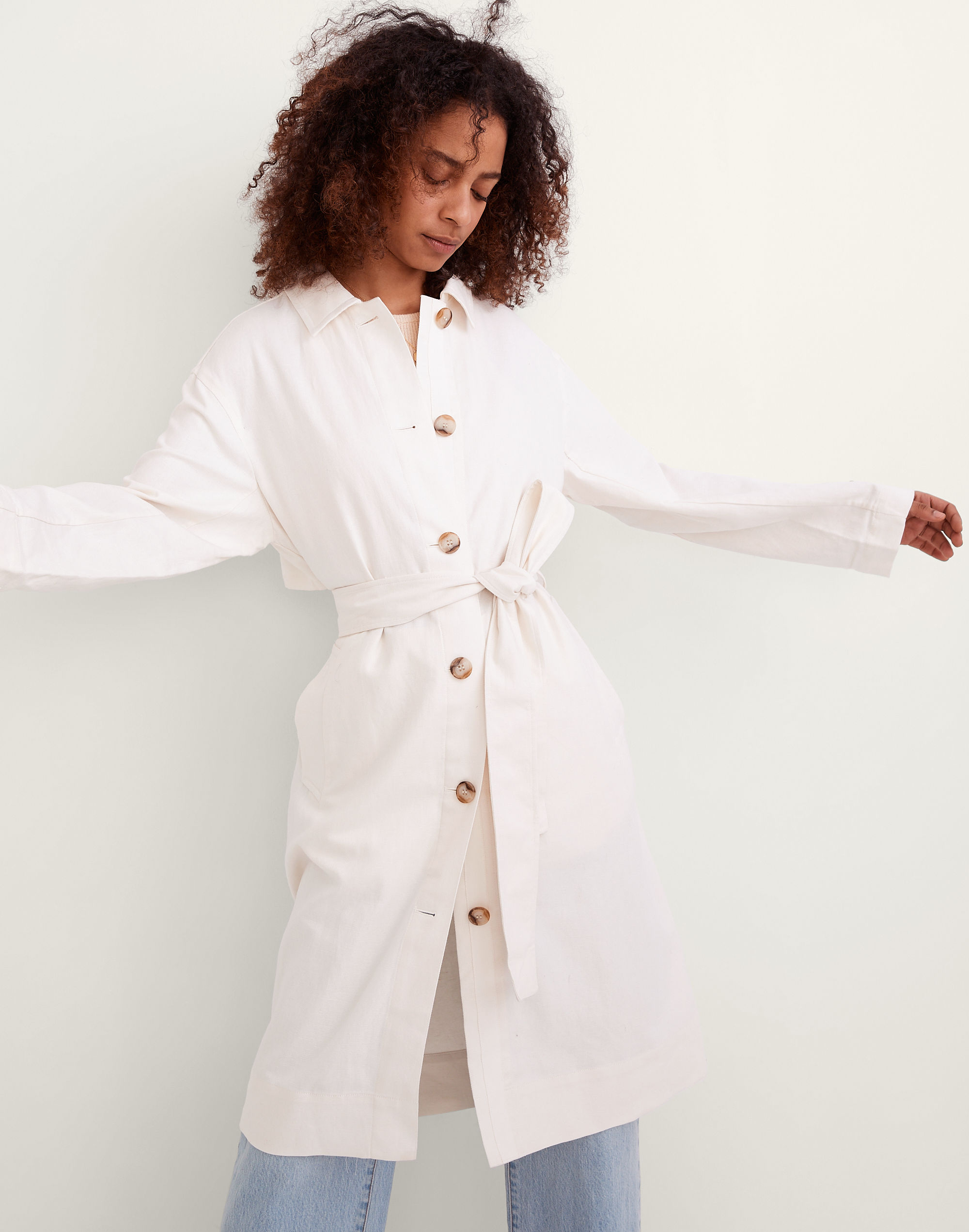 cotton-linen trench coat