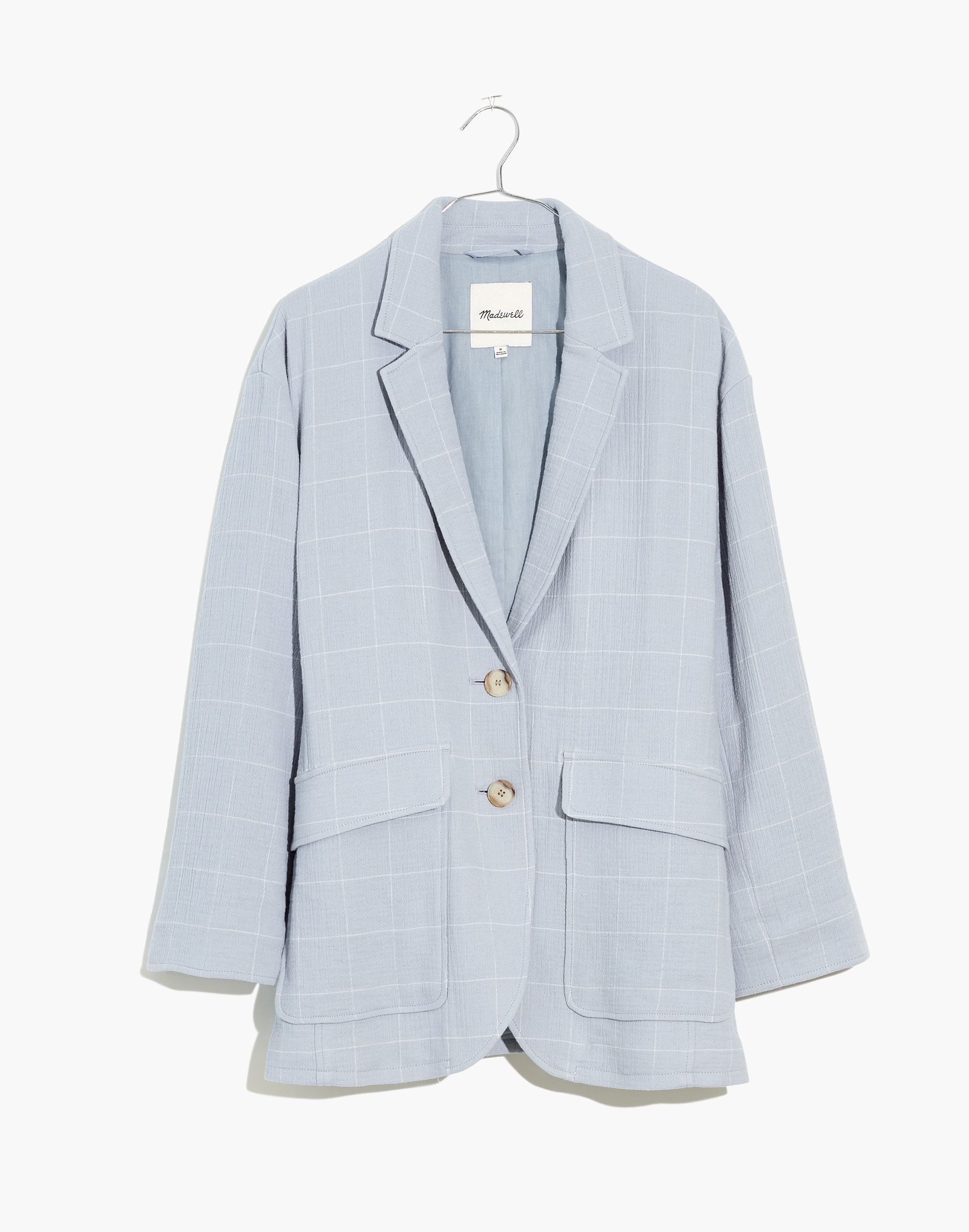 Cotton-Linen Relaxed Larsen Blazer in Windowpane