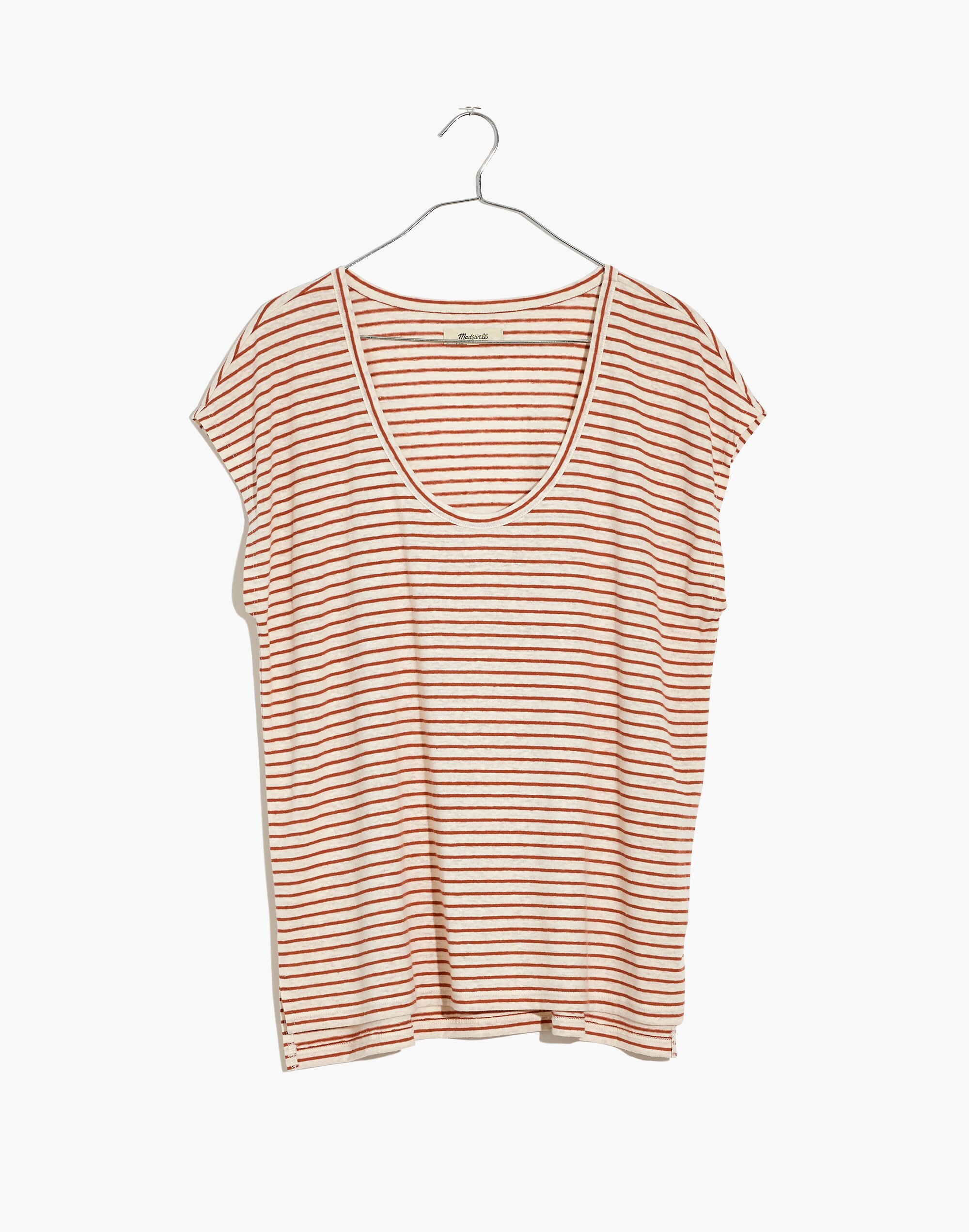 Plus Linen-Blend U-Scoop Tee