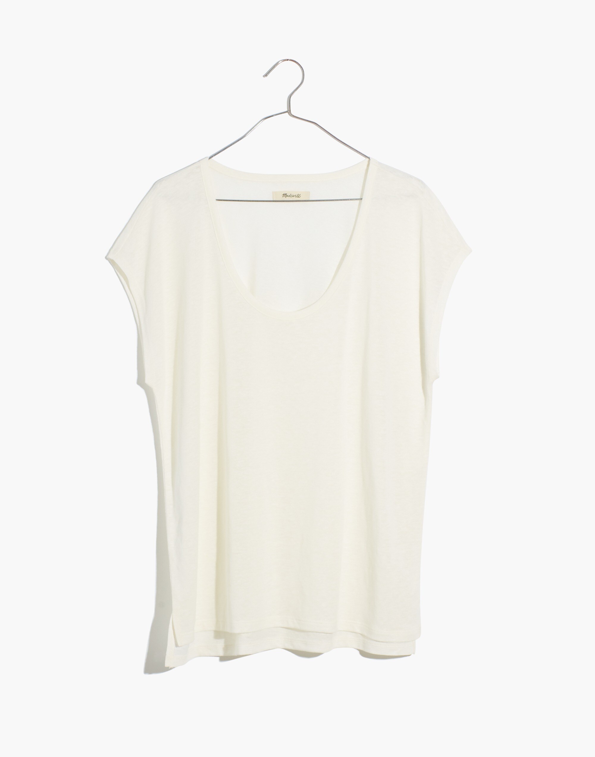 Plus Linen-Blend U-Scoop Tee