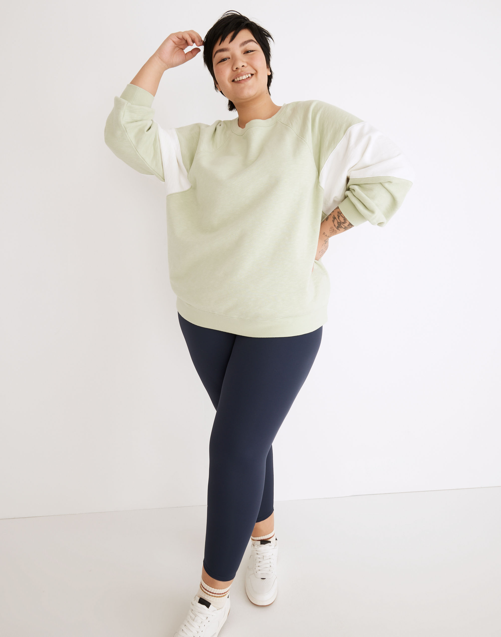 plus mwl oversized raglan sweatshirt in colorblock