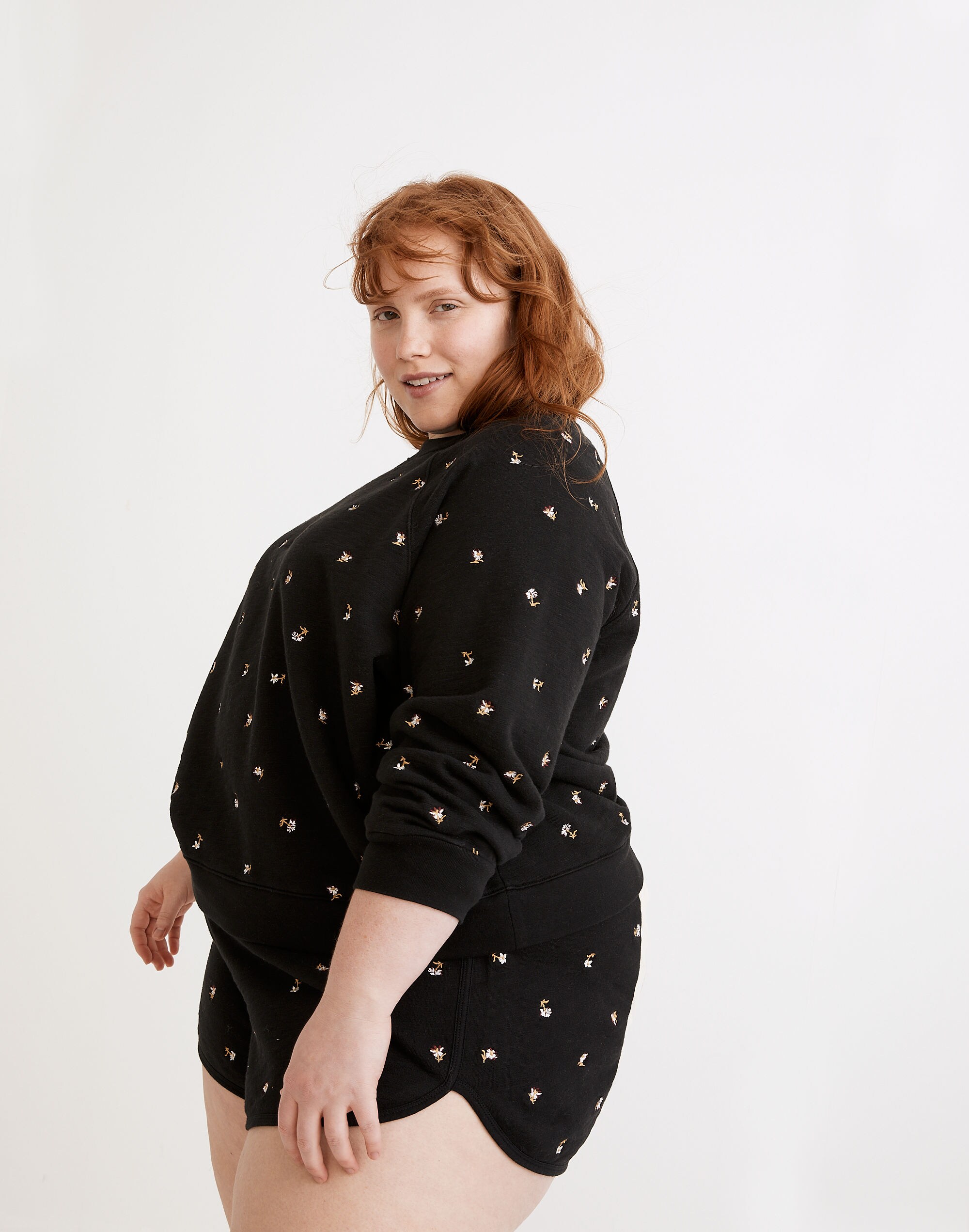 Plus MWL Embroidered Shrunken Sweatshirt in Spring Floral