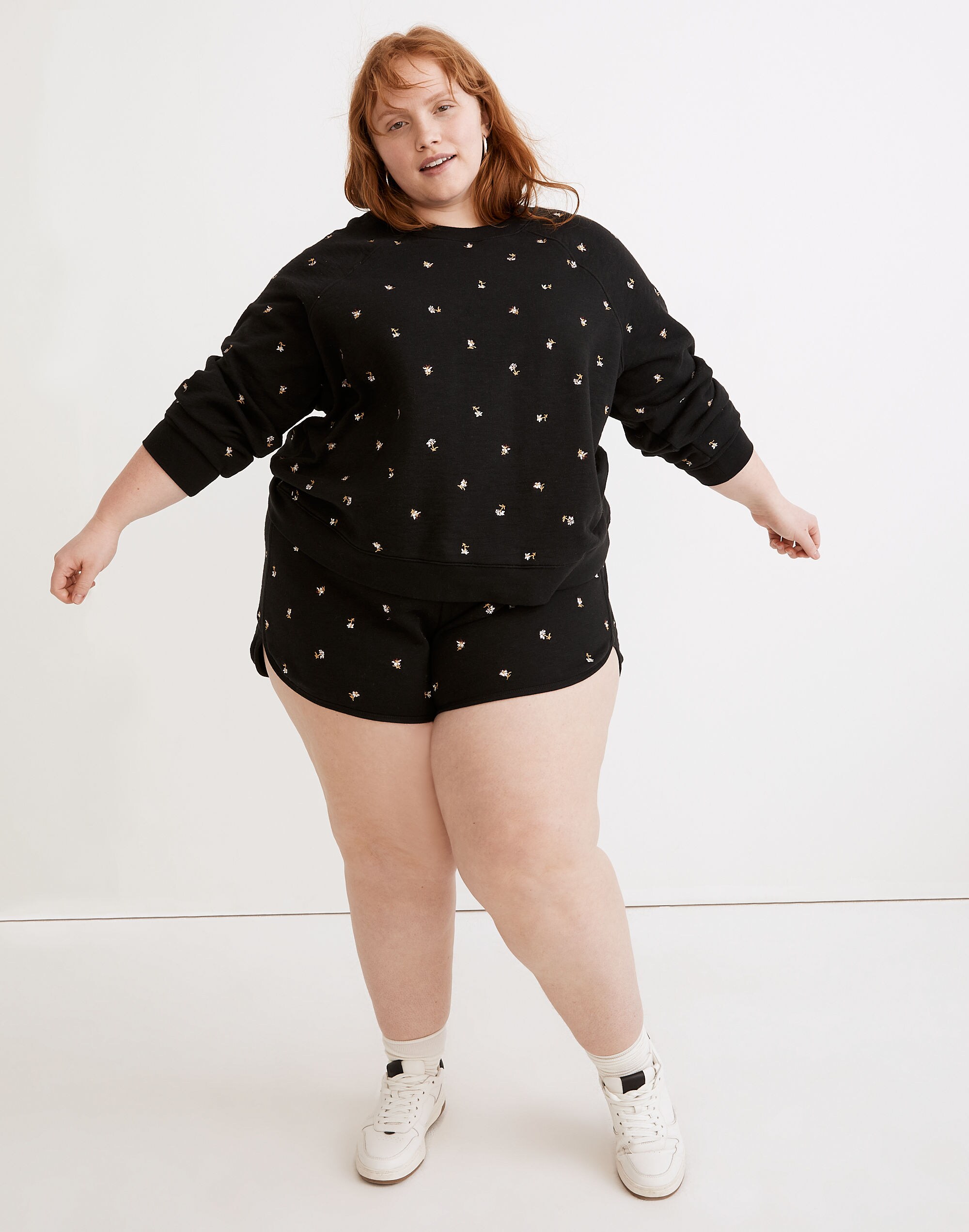 Plus MWL Embroidered Shrunken Sweatshirt in Spring Floral