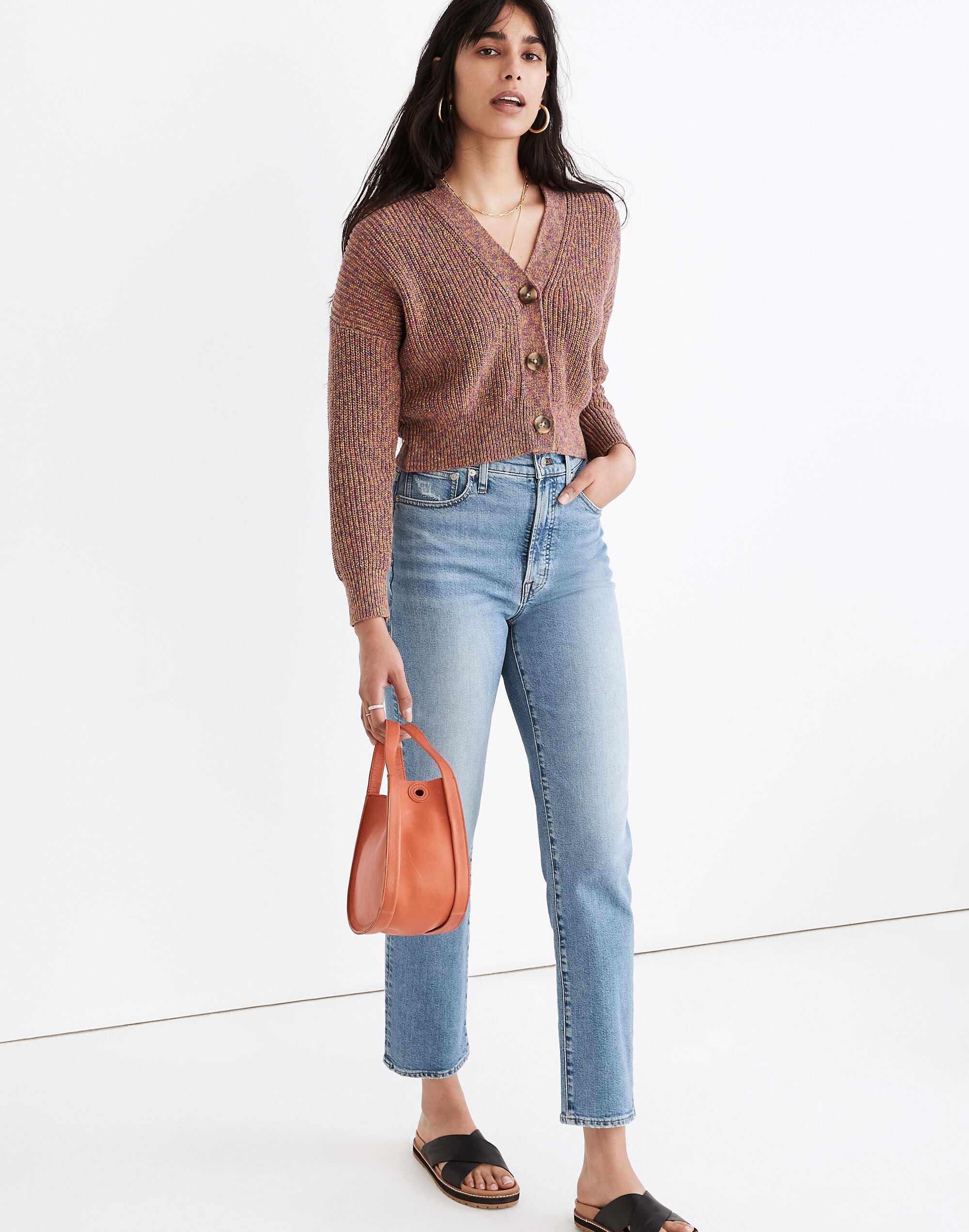 Marled Greywood Crop Cardigan Sweater