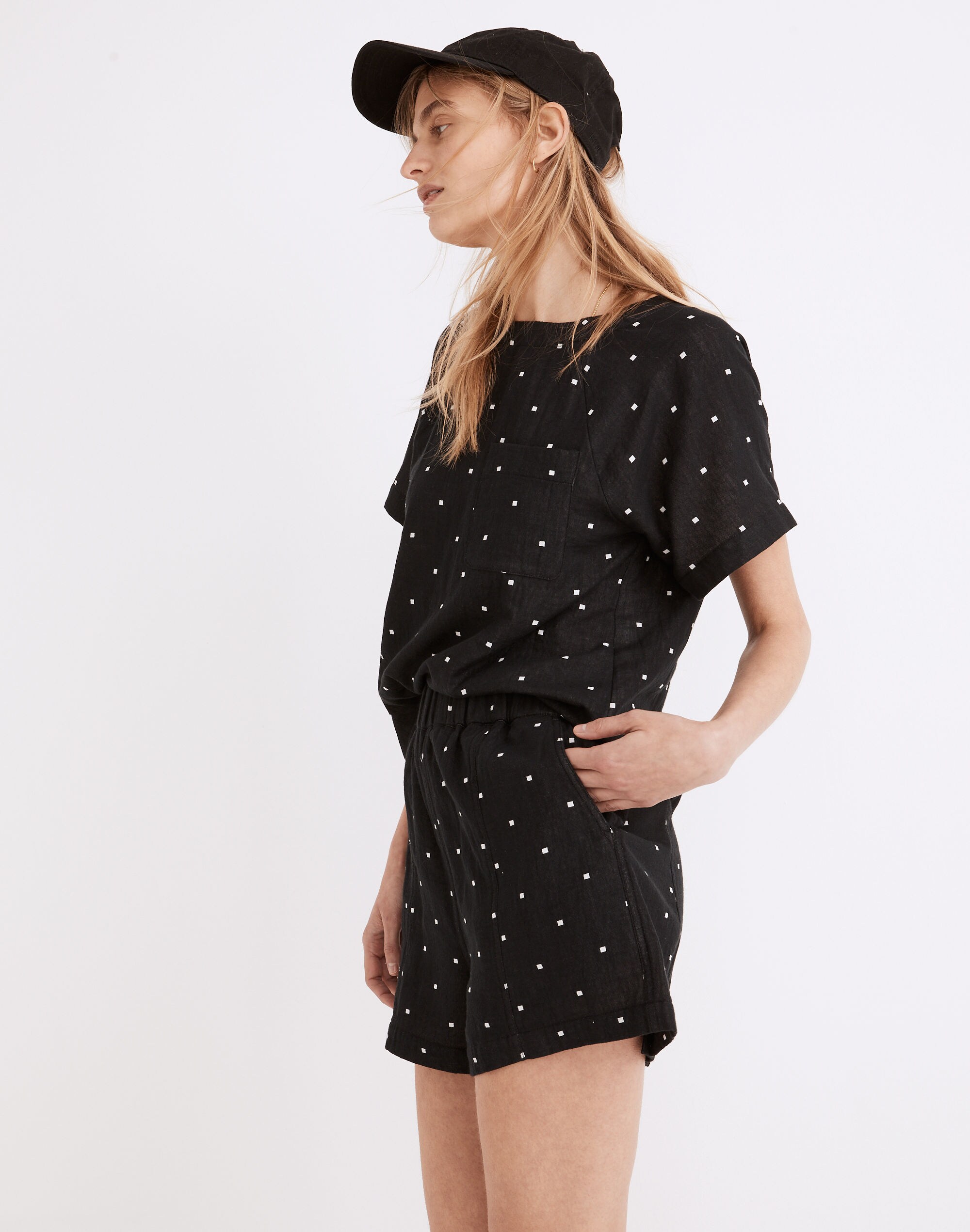 Lightspun Renwood Button-Back Top in Square Spot