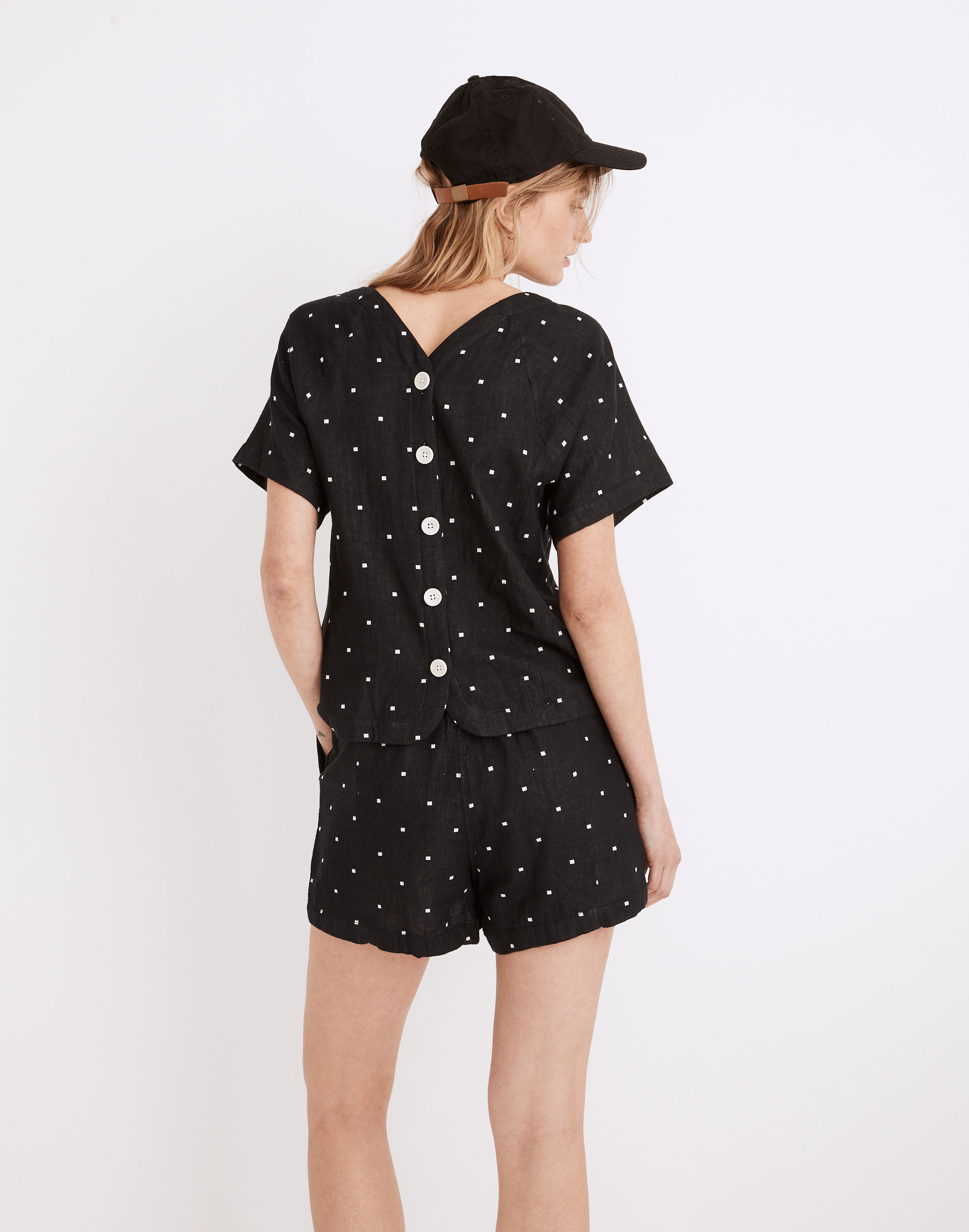 Lightspun Renwood Button-Back Top in Square Spot