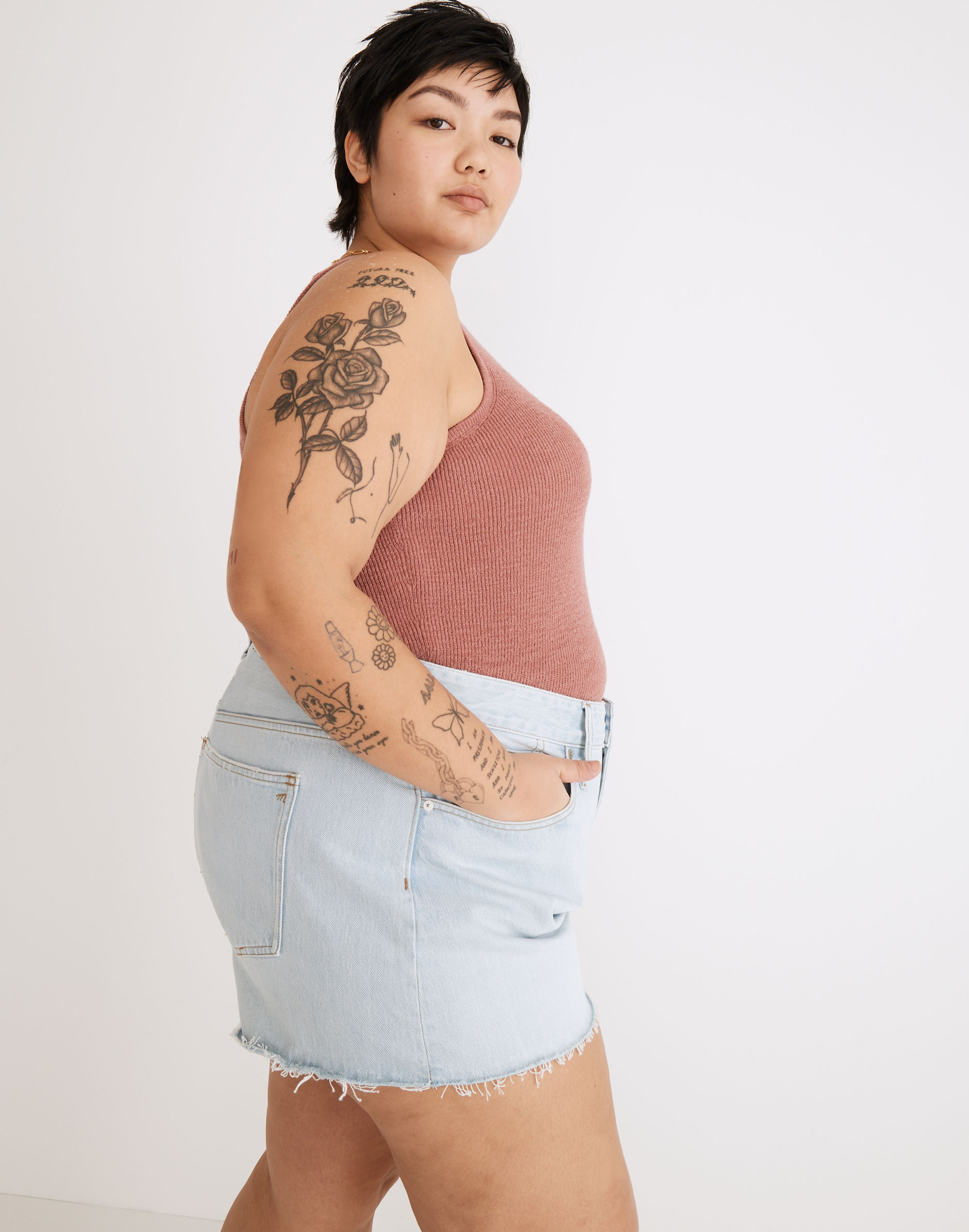 Plus Relaxed Denim Shorts in Essen Wash