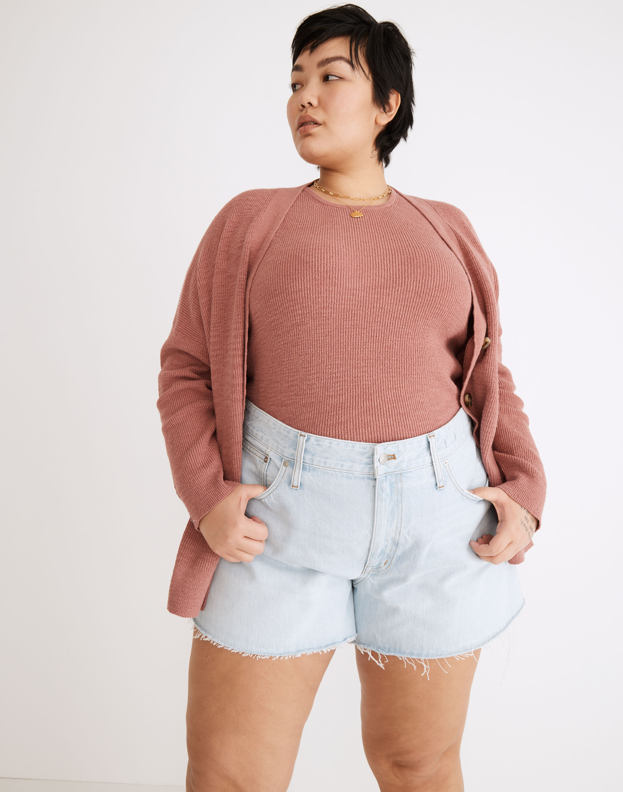 Plus Relaxed Denim Shorts in Essen Wash