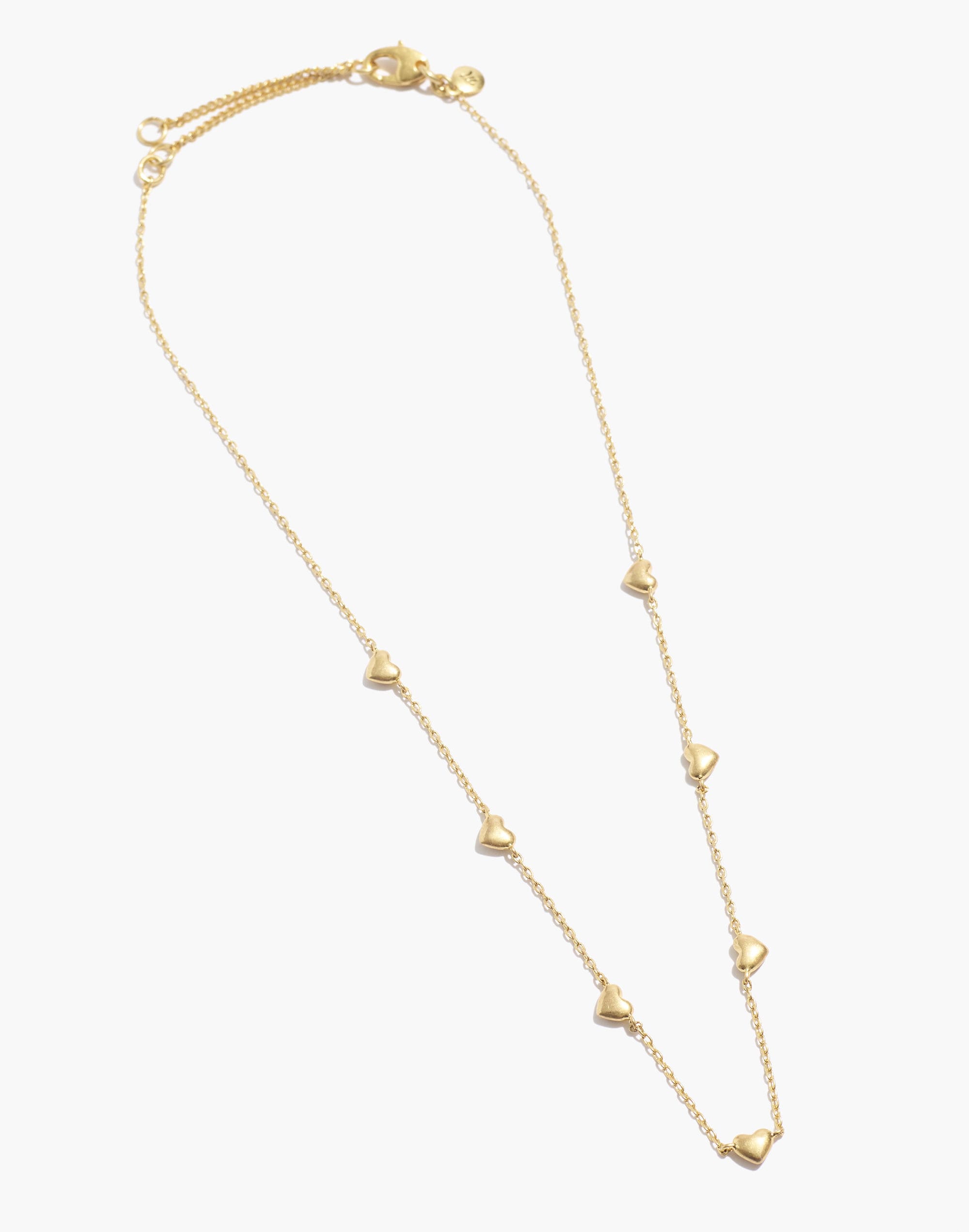 Puffed Heart Station Necklace