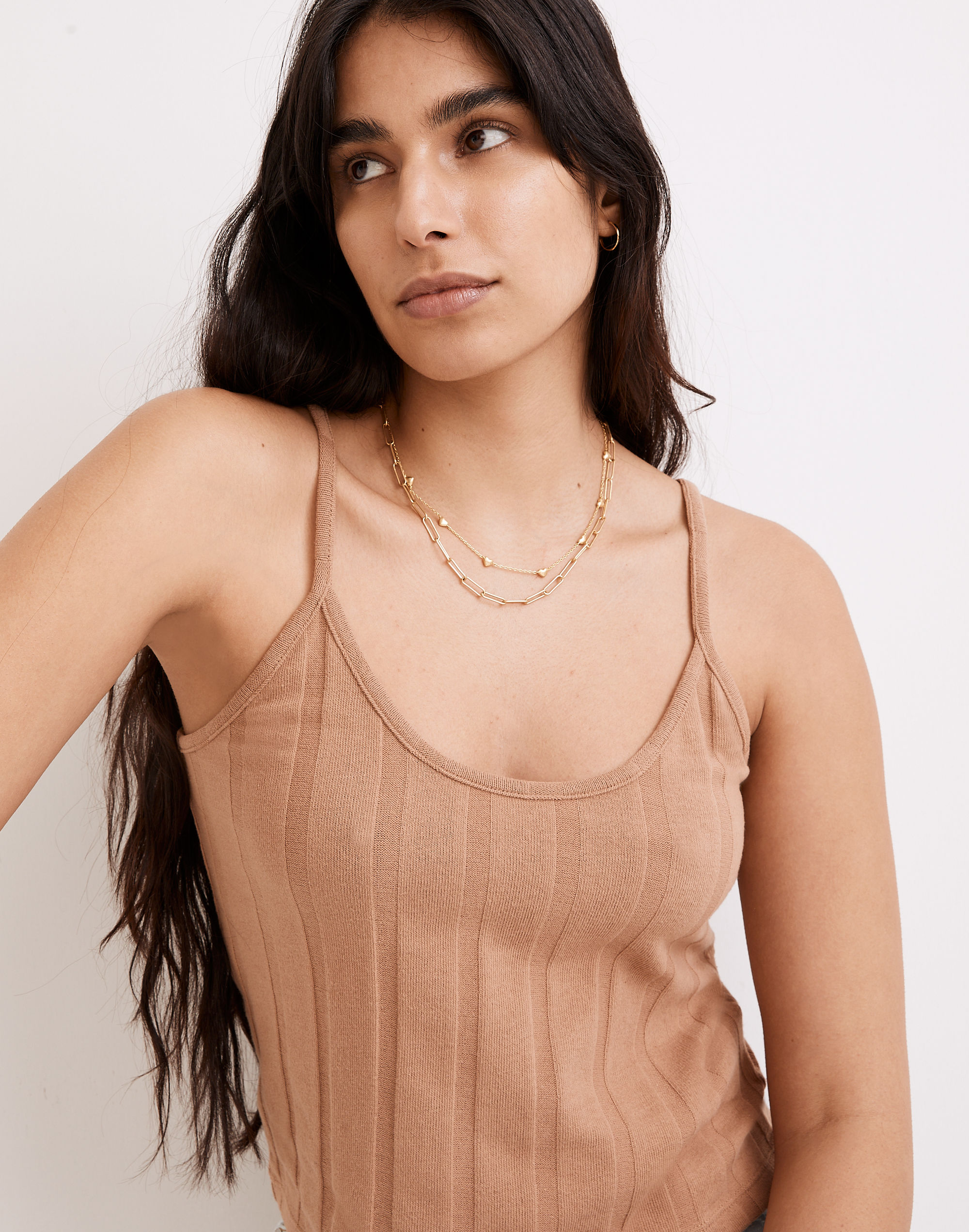 Puffed Heart Station Necklace