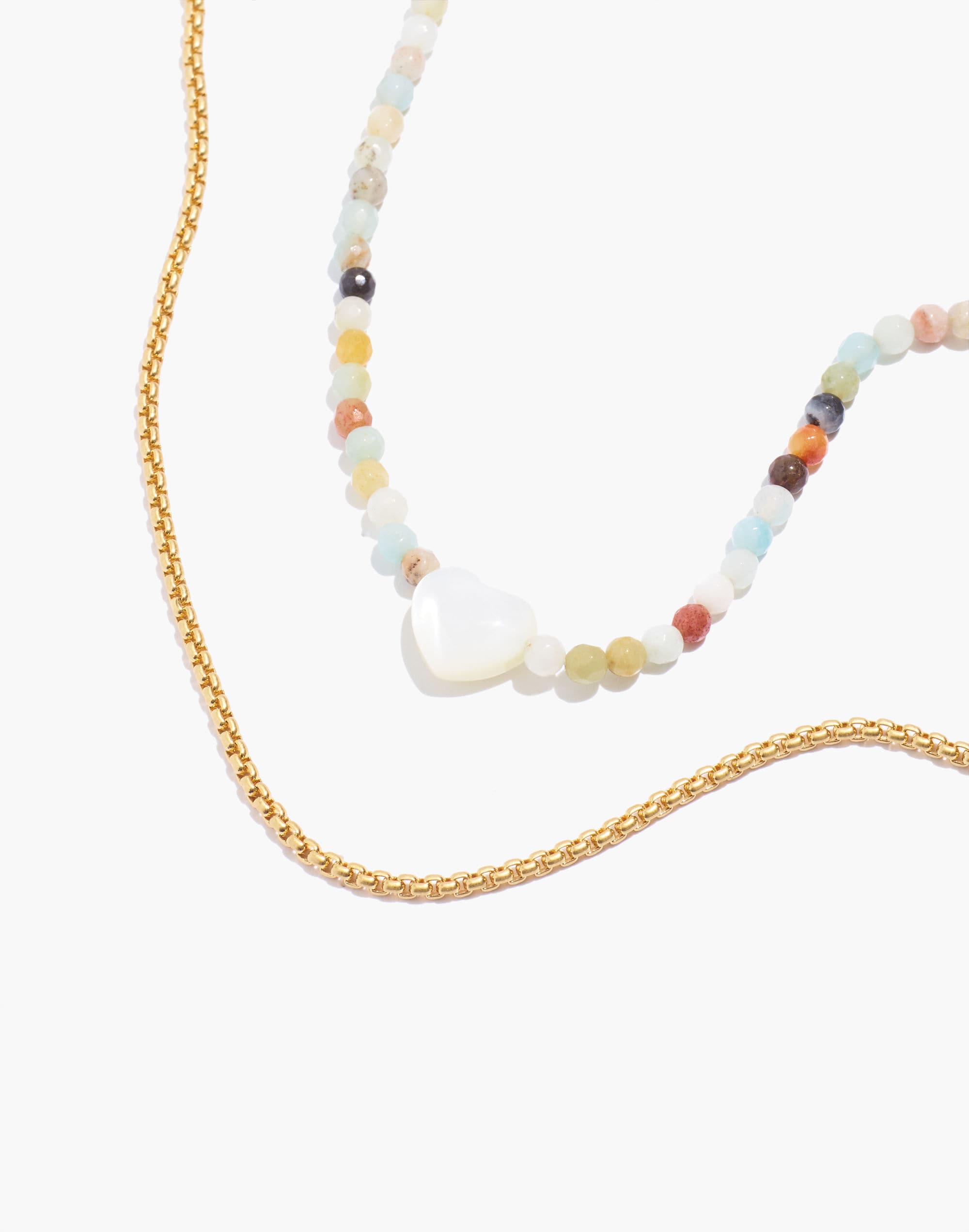Mother of Pearl Heart Necklace Set