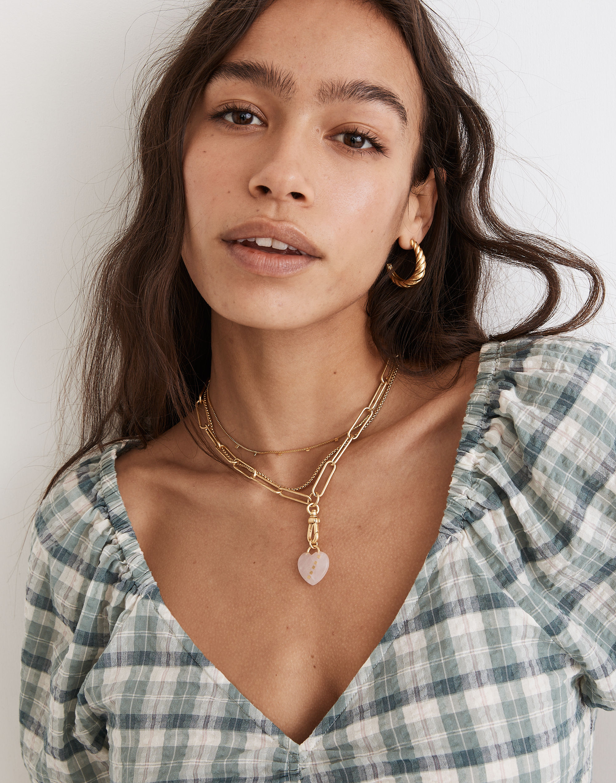 Rose Quartz Heart Lariat Necklace