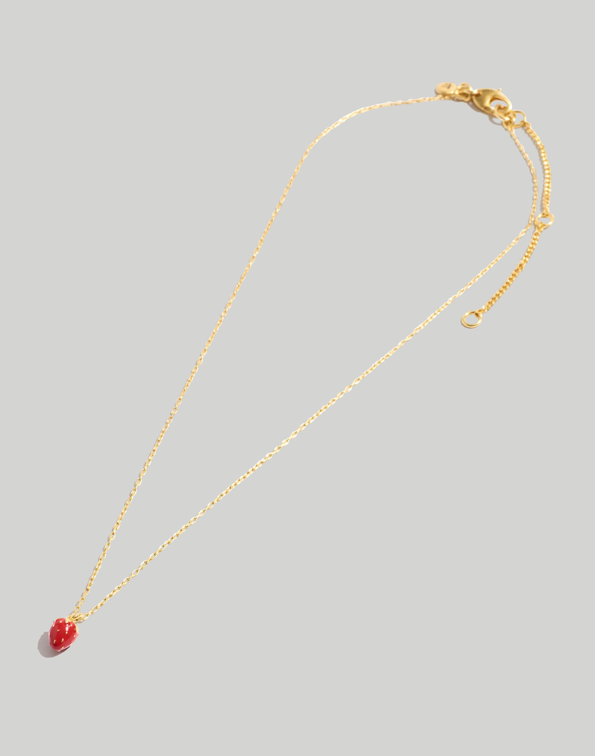 Enamel Strawberry Pendant Necklace