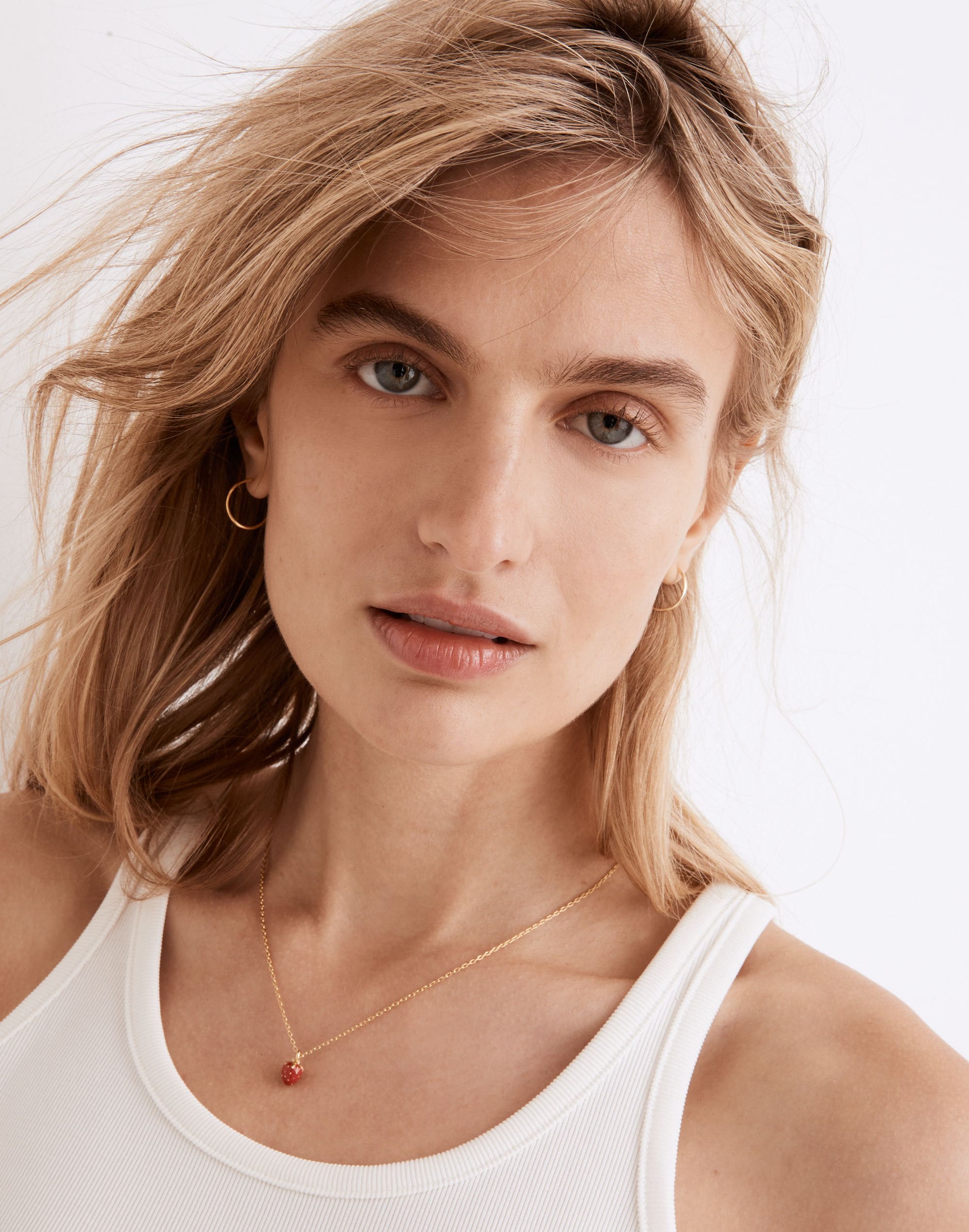 Enamel Strawberry Pendant Necklace