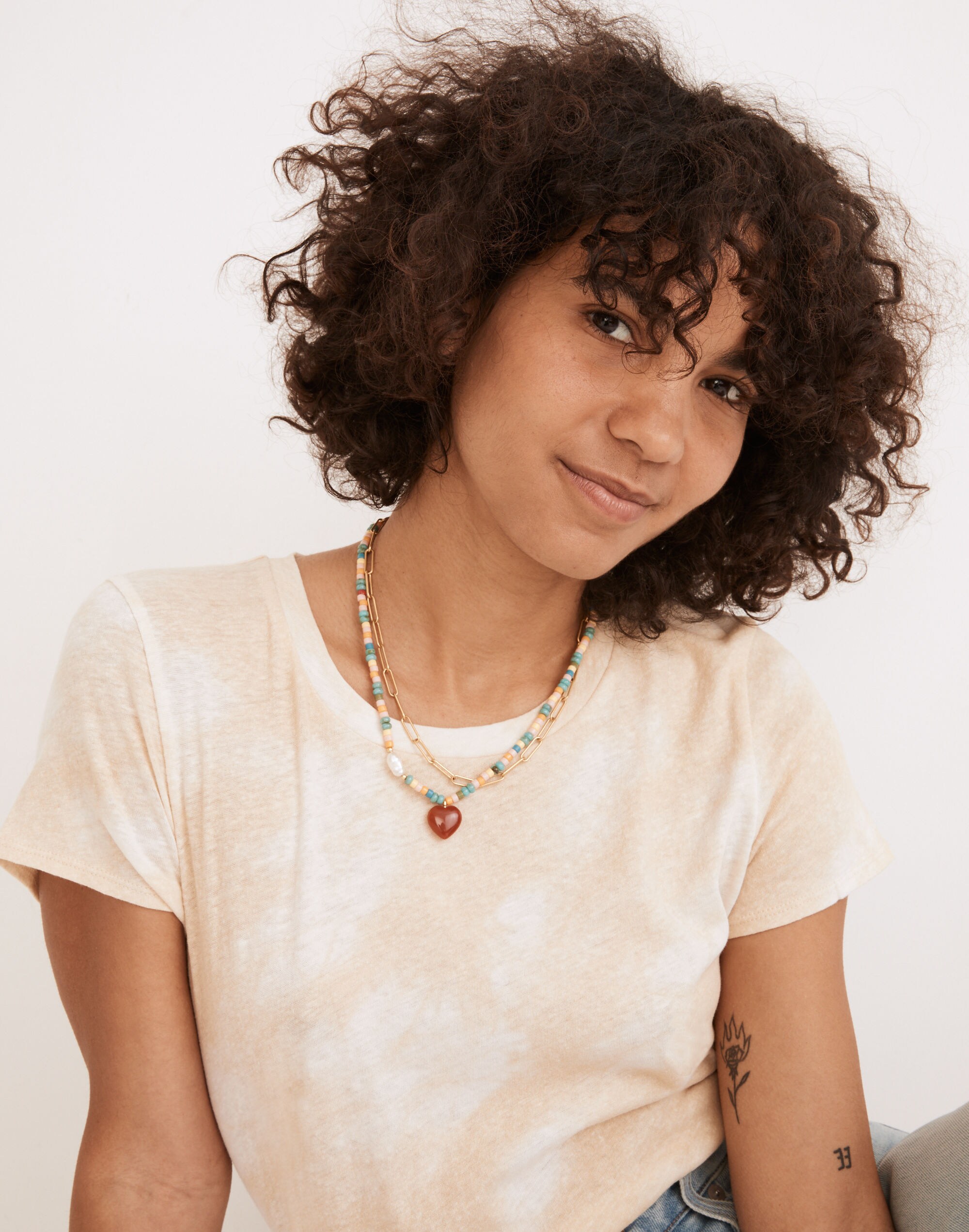 Upcycled Heart Beaded Necklace