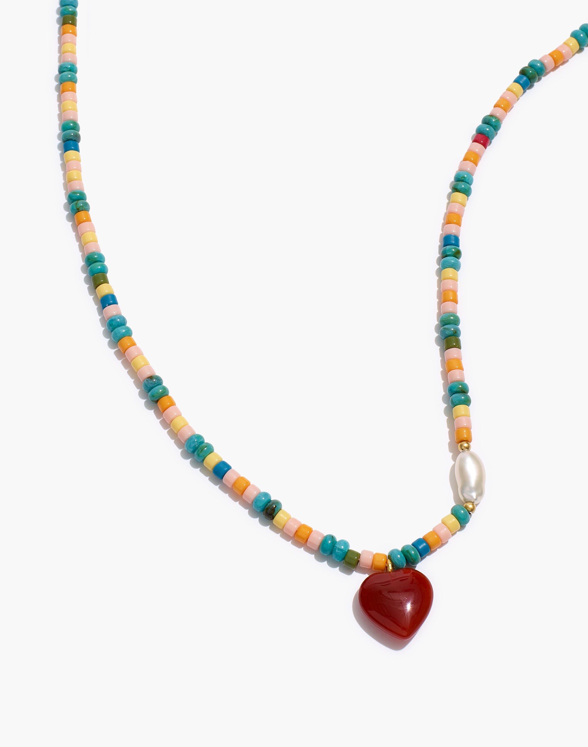 Upcycled Heart Beaded Necklace