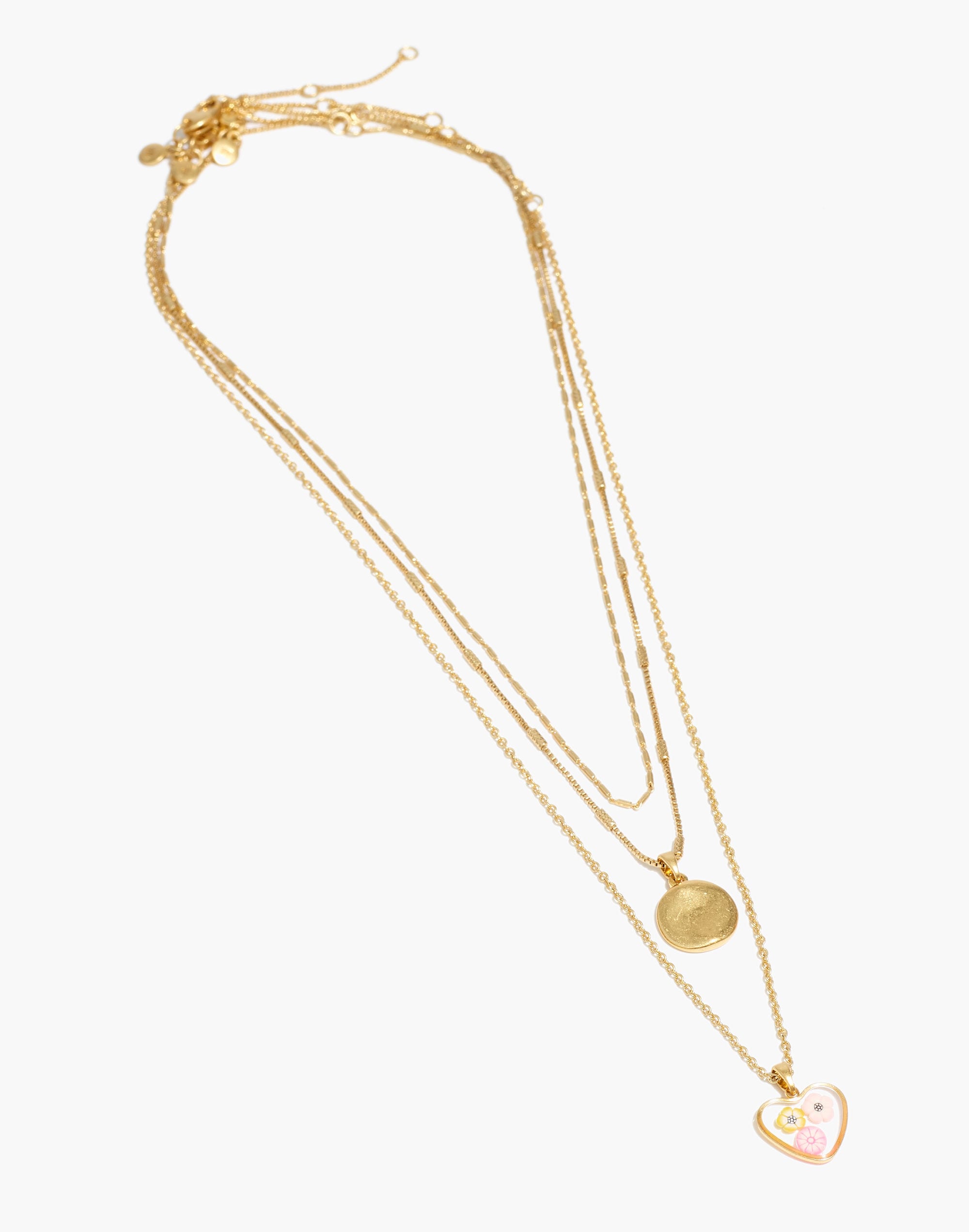 Three-Piece Floral Heart Necklace Set