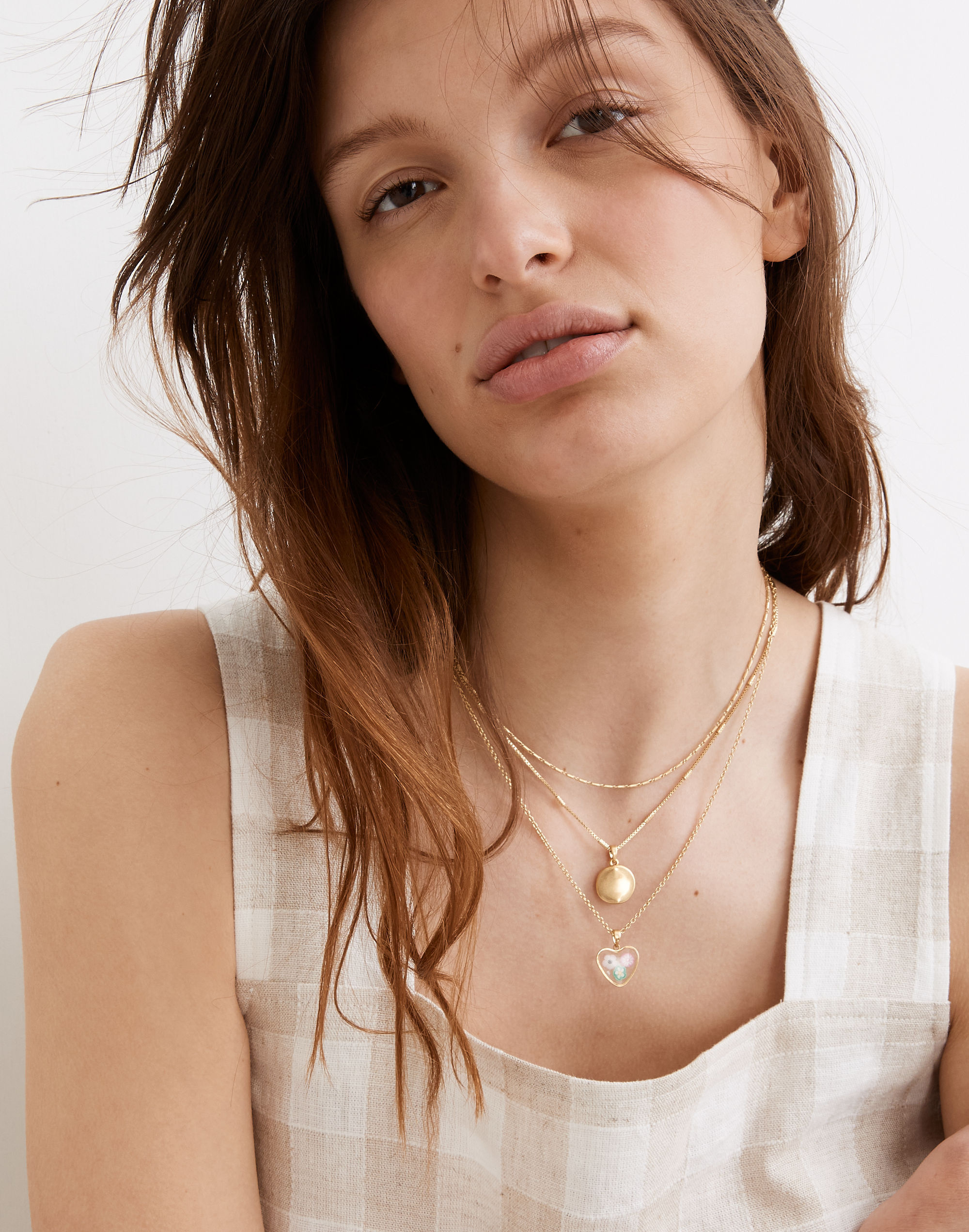 Three-Piece Floral Heart Necklace Set