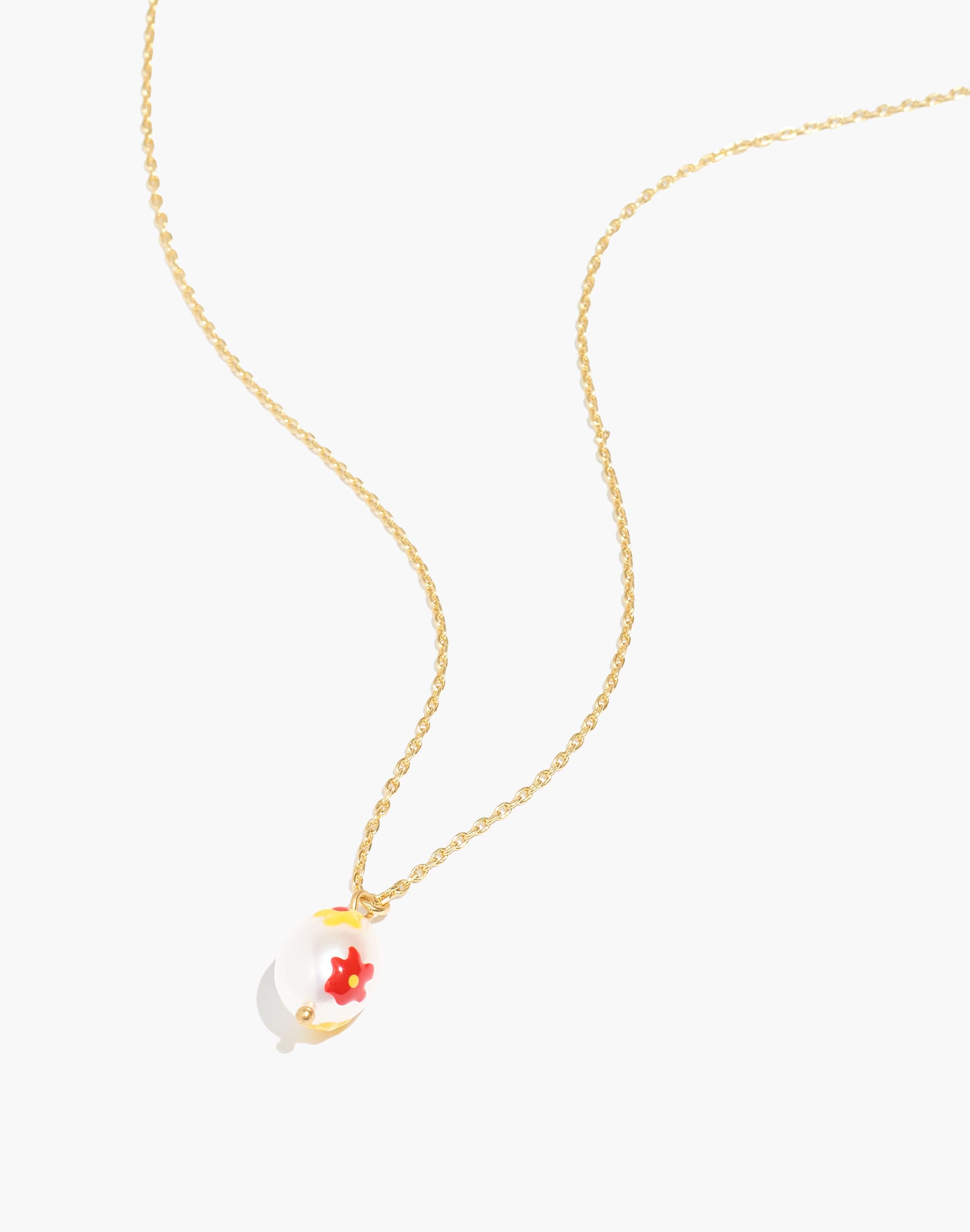 Painted Pearl Pendant Necklace