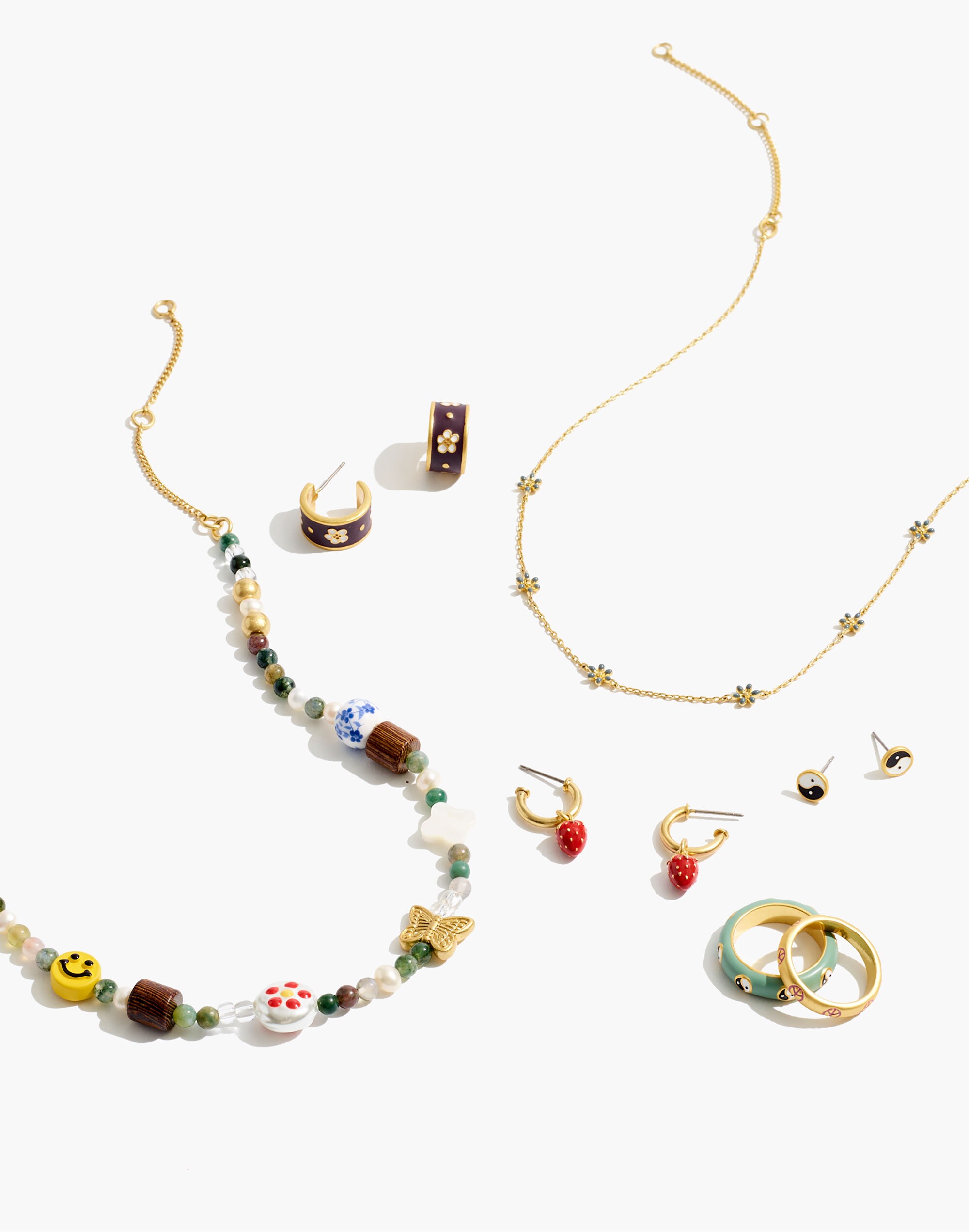 Enamel Daisy Station Necklace