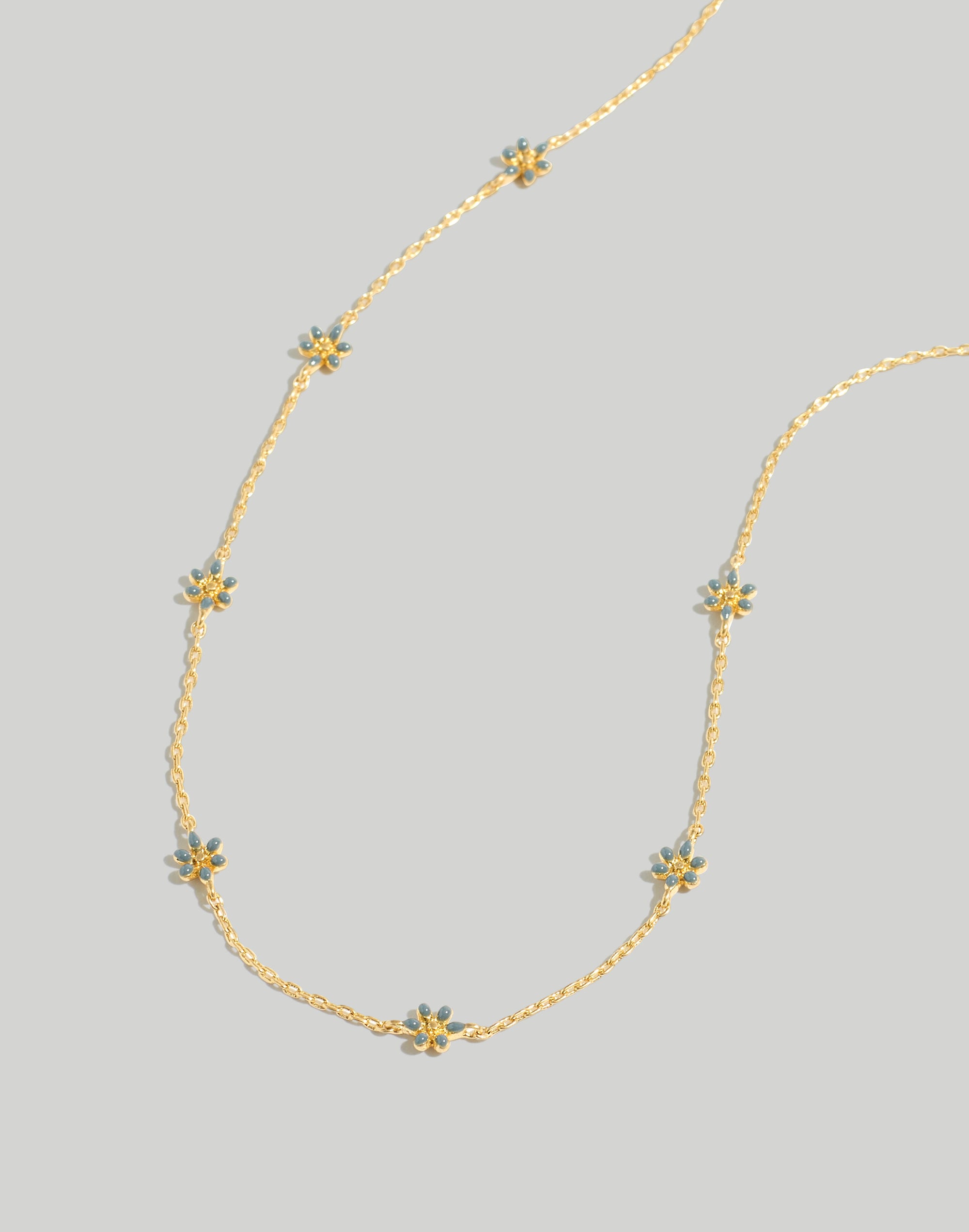 Enamel Daisy Station Necklace