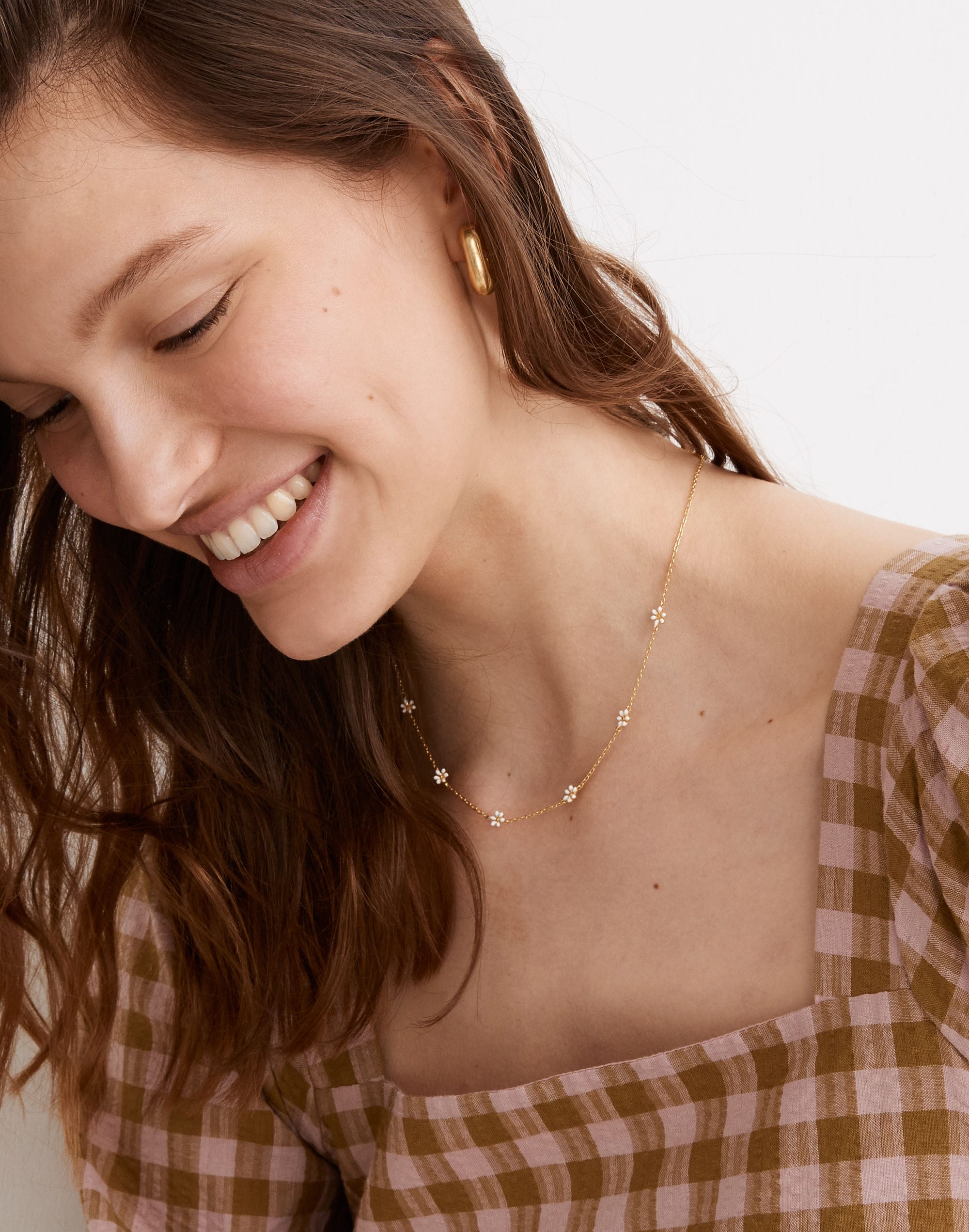 Enamel Daisy Station Necklace