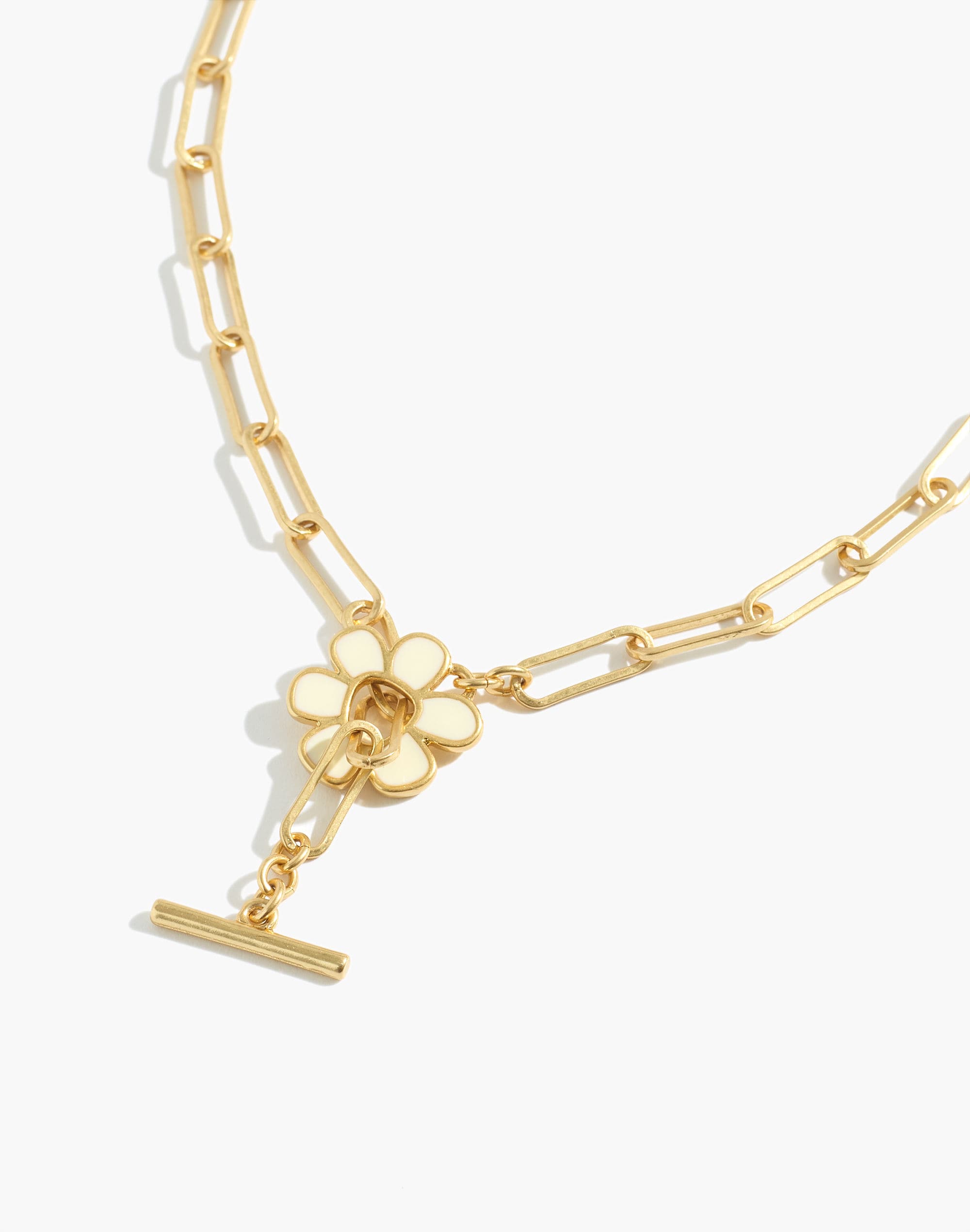 Retro Daisy Enamel Toggle Chain Necklace