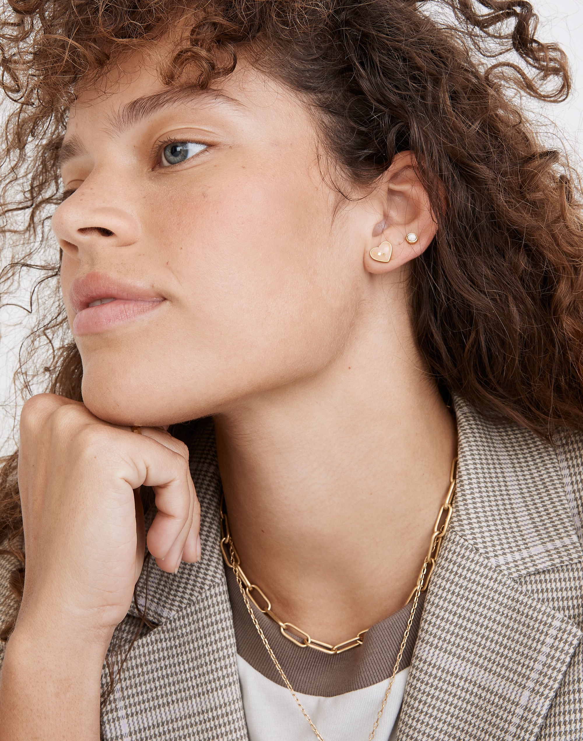 Rose Quartz Heart Stud Earrings