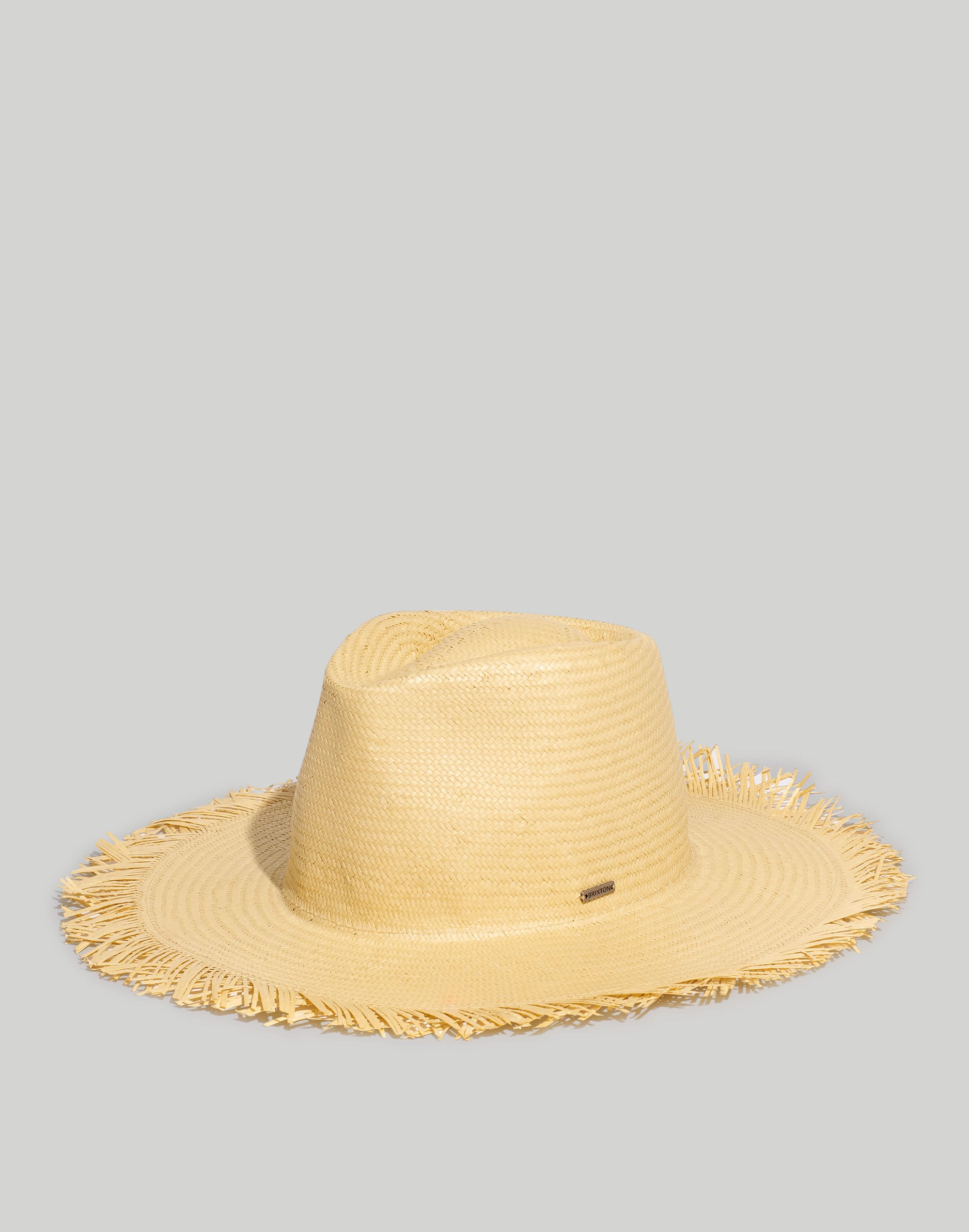 Mw Brixton&reg; Jo Straw Frayed Fedora Hat In Honey